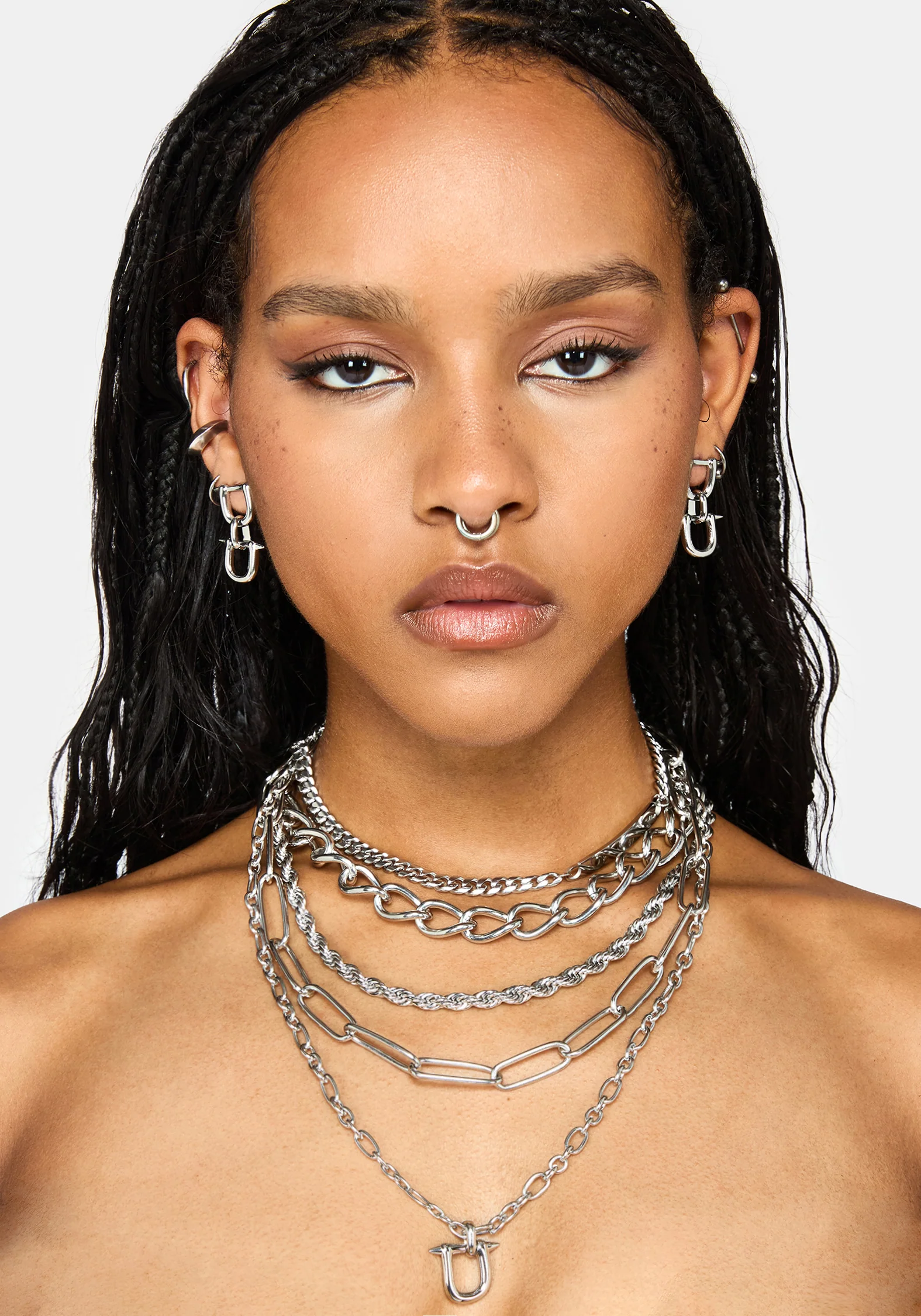 Ruzar Stainless Steel Layered Chain Necklace - Image 3