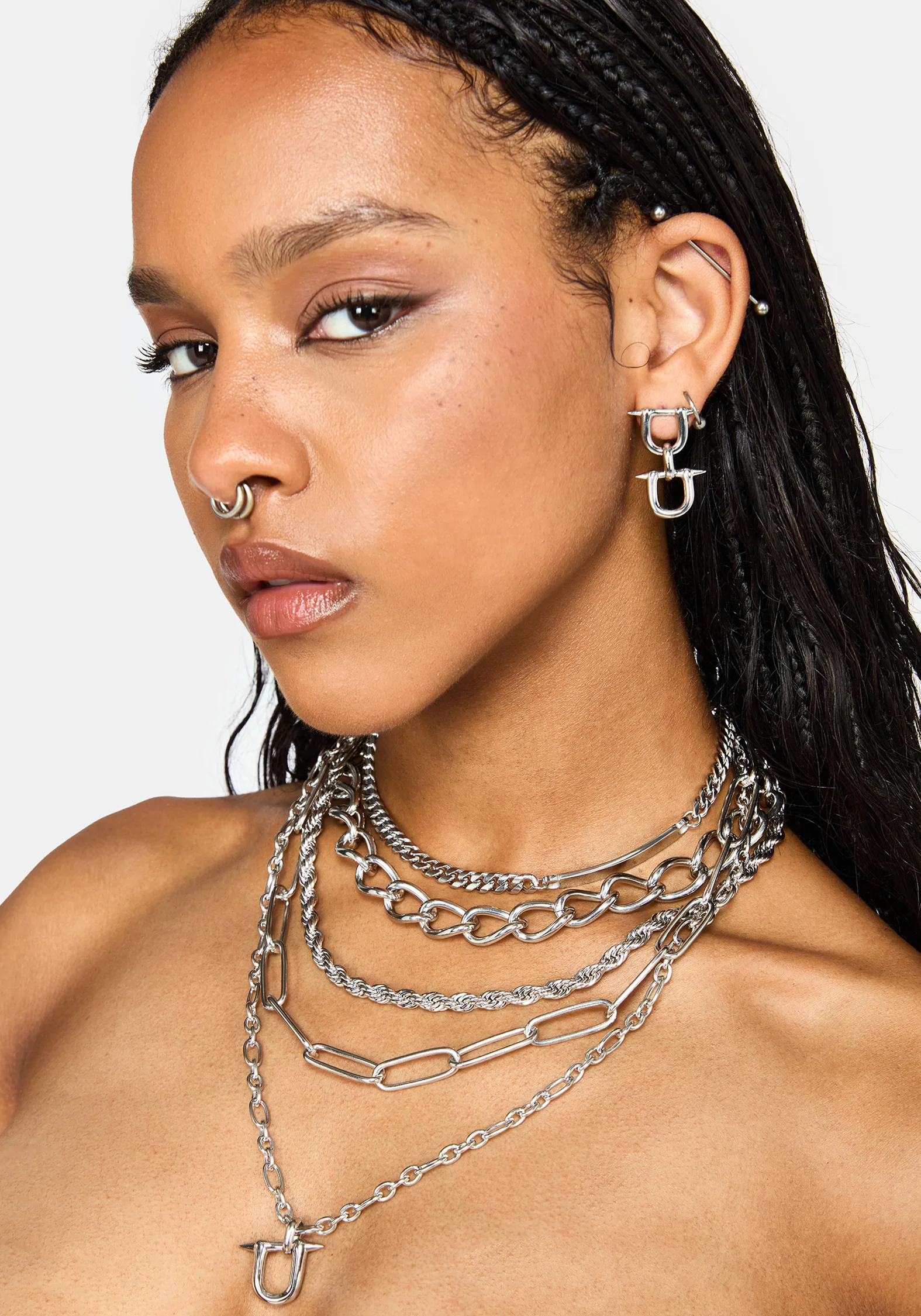 Ruzar Stainless Steel Layered Chain Necklace - Image 5