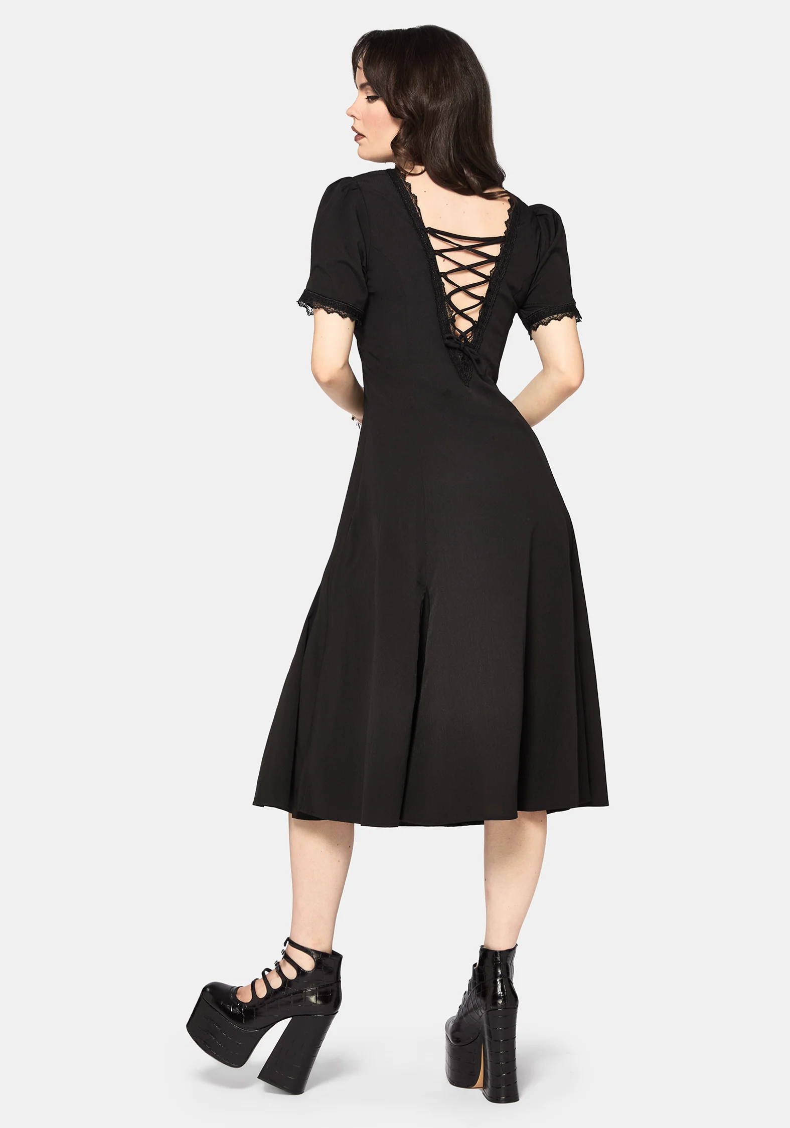 Sanzia Krawatte Rücken Spitze Midi Kleid - Image 3