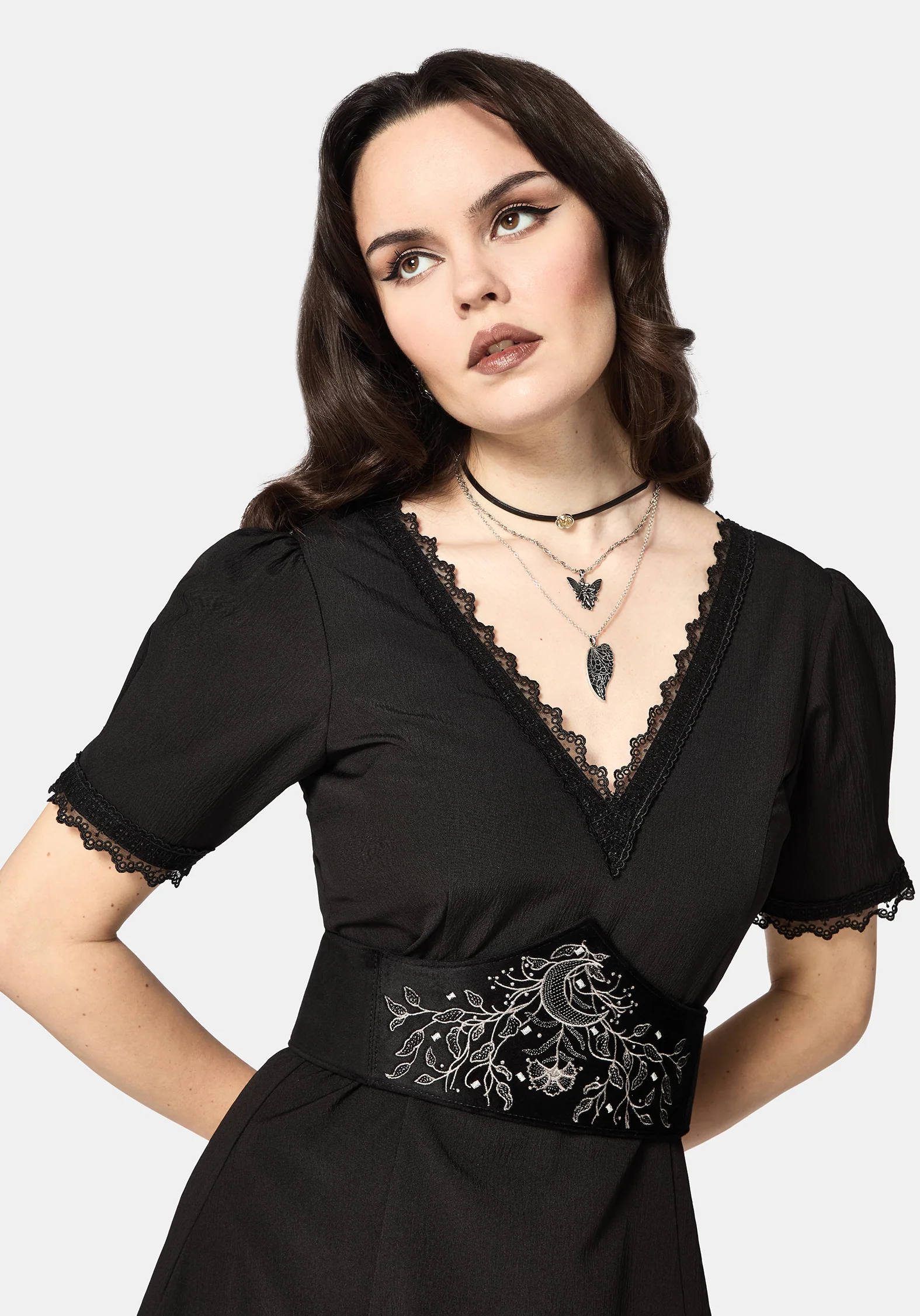 Sanzia Krawatte Rücken Spitze Midi Kleid - Image 5