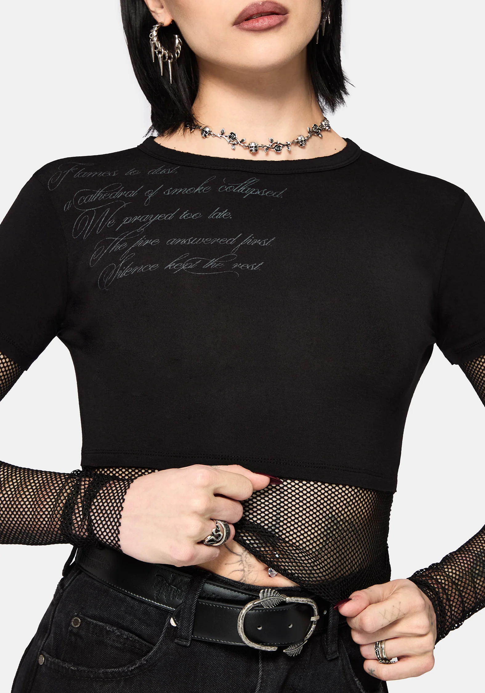 Shae Fishnet Long Sleeve Top - Image 6