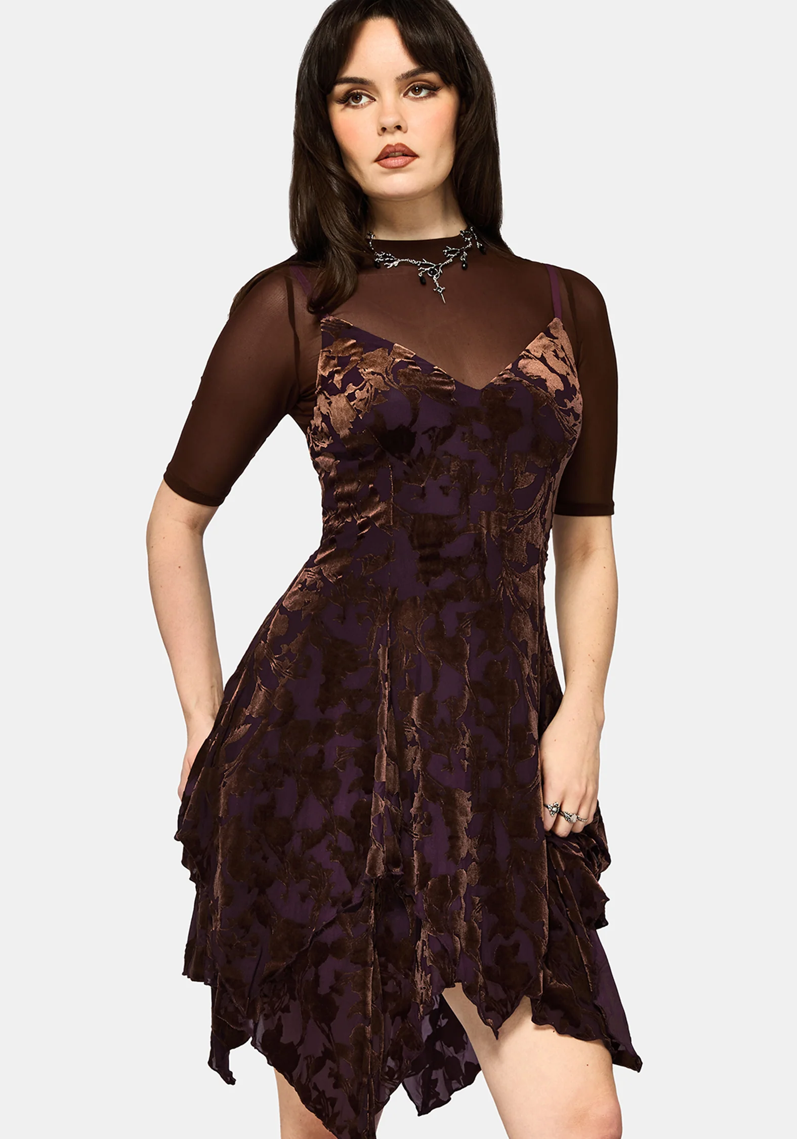 Sienna Devore Taschentuch Saum Cami Mini Kleid - Image 4