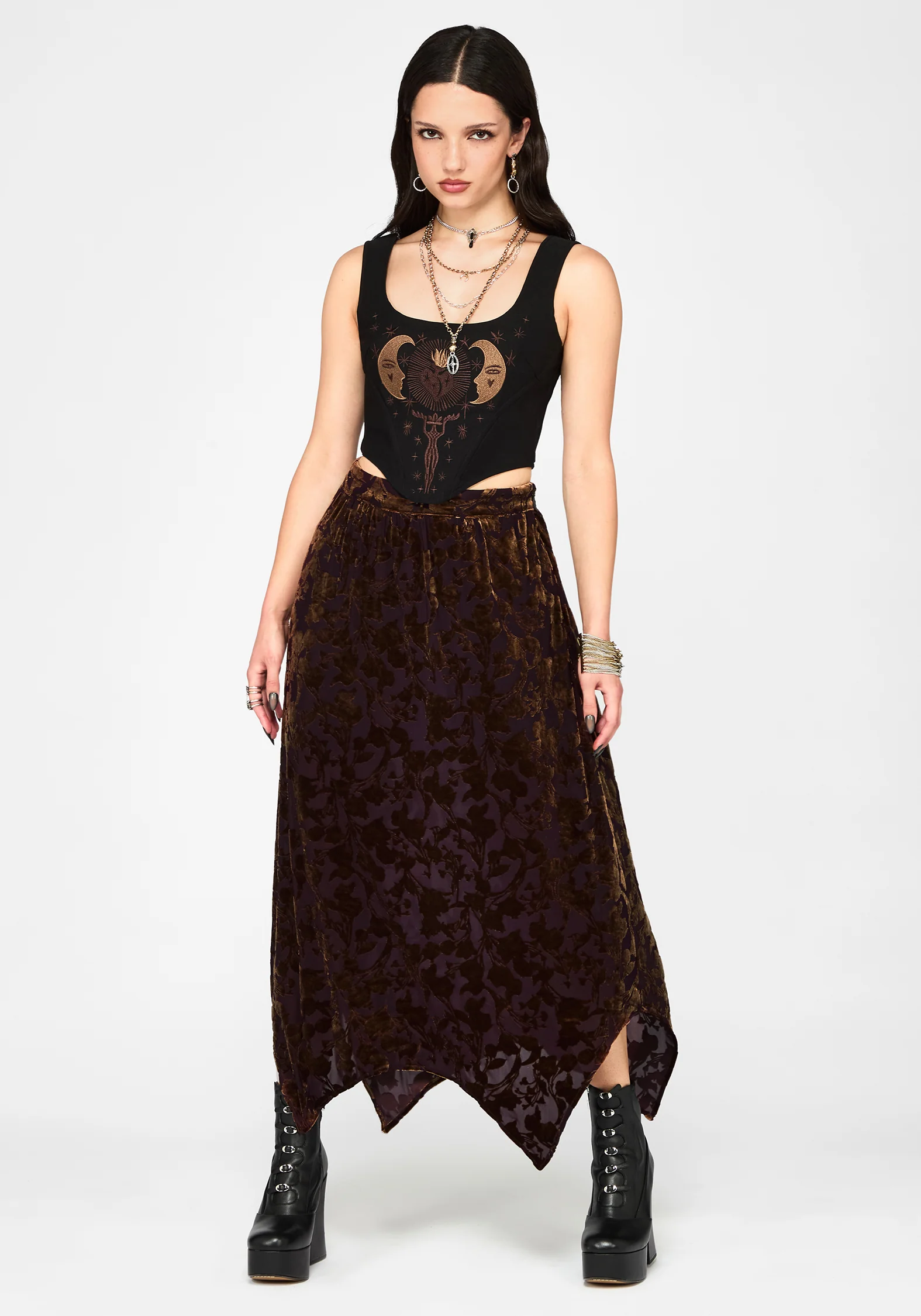 Sienna Devore Hanky Hem Midaxi Skirt - Image 2