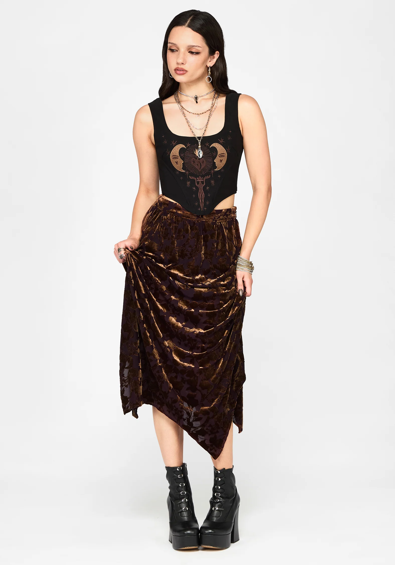 Sienna Devore Hanky Hem Midaxi Skirt - Image 6