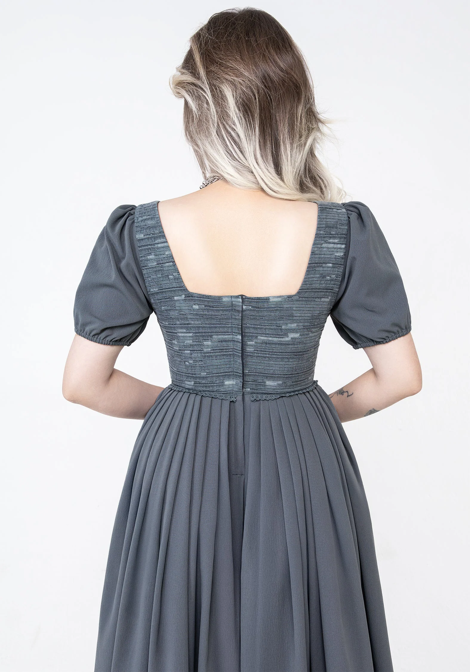 Slain Puffärmel Ärmel Korsett Midi Kleid - Image 7