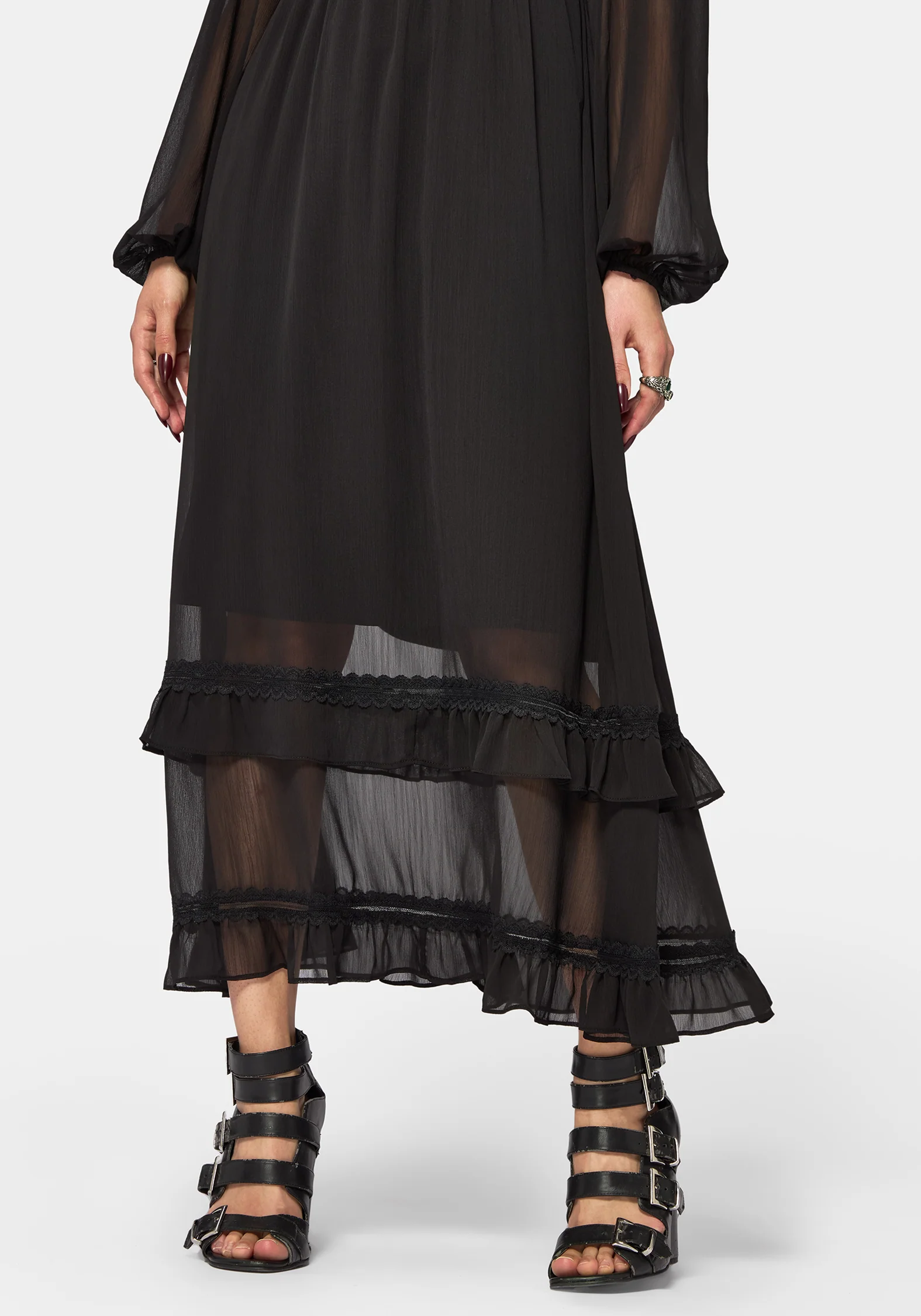 Sly Tiered Lace Trim Midaxi Dress - Image 2