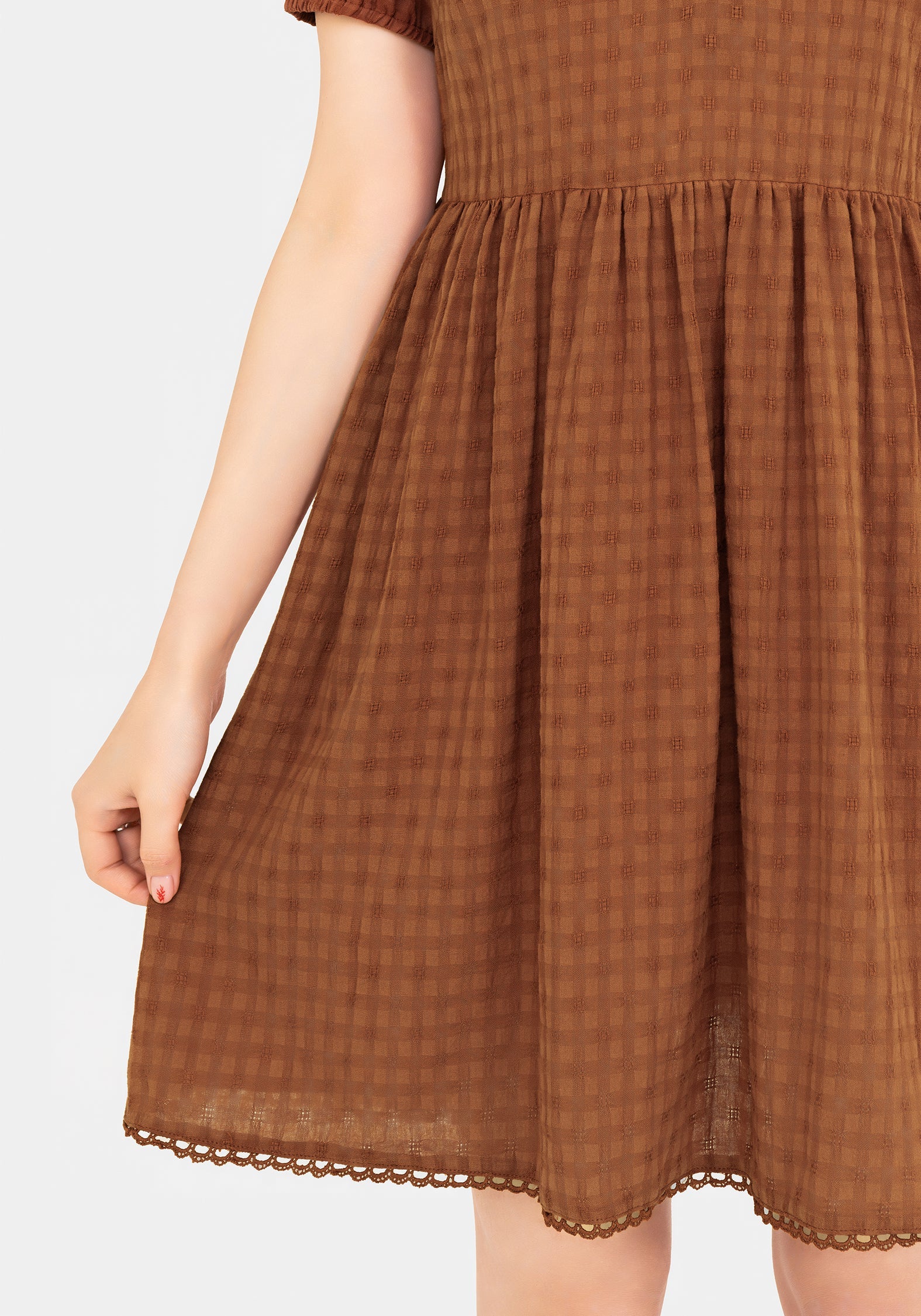 Soleil Cotton-Blend Prüfen Mini Kleid - Image 2