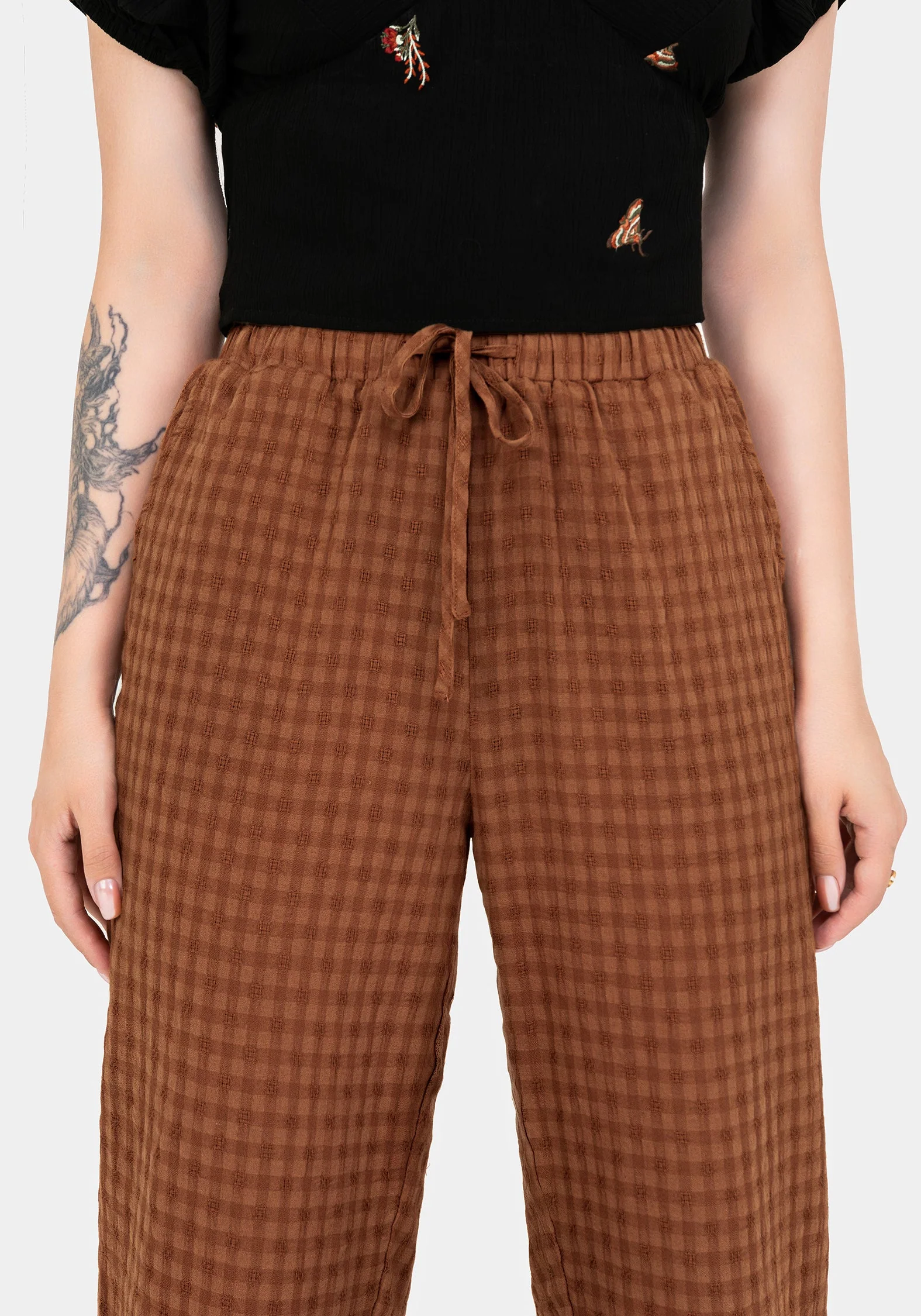 Soleil Cotton-Blend Prüfen Schmal Zulaufend Hose - Image 2
