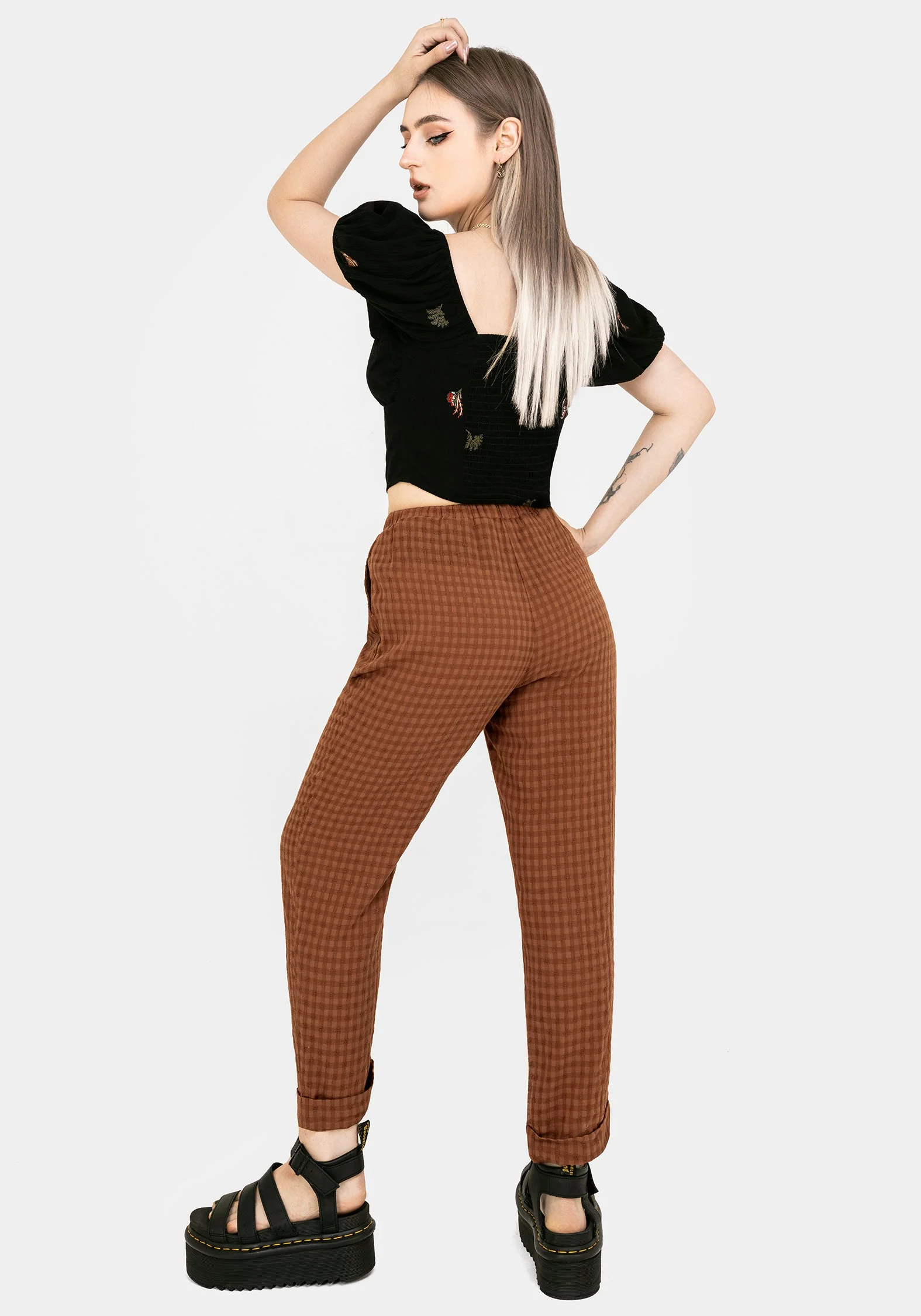 Soleil Cotton-Blend Prüfen Schmal Zulaufend Hose - Image 3