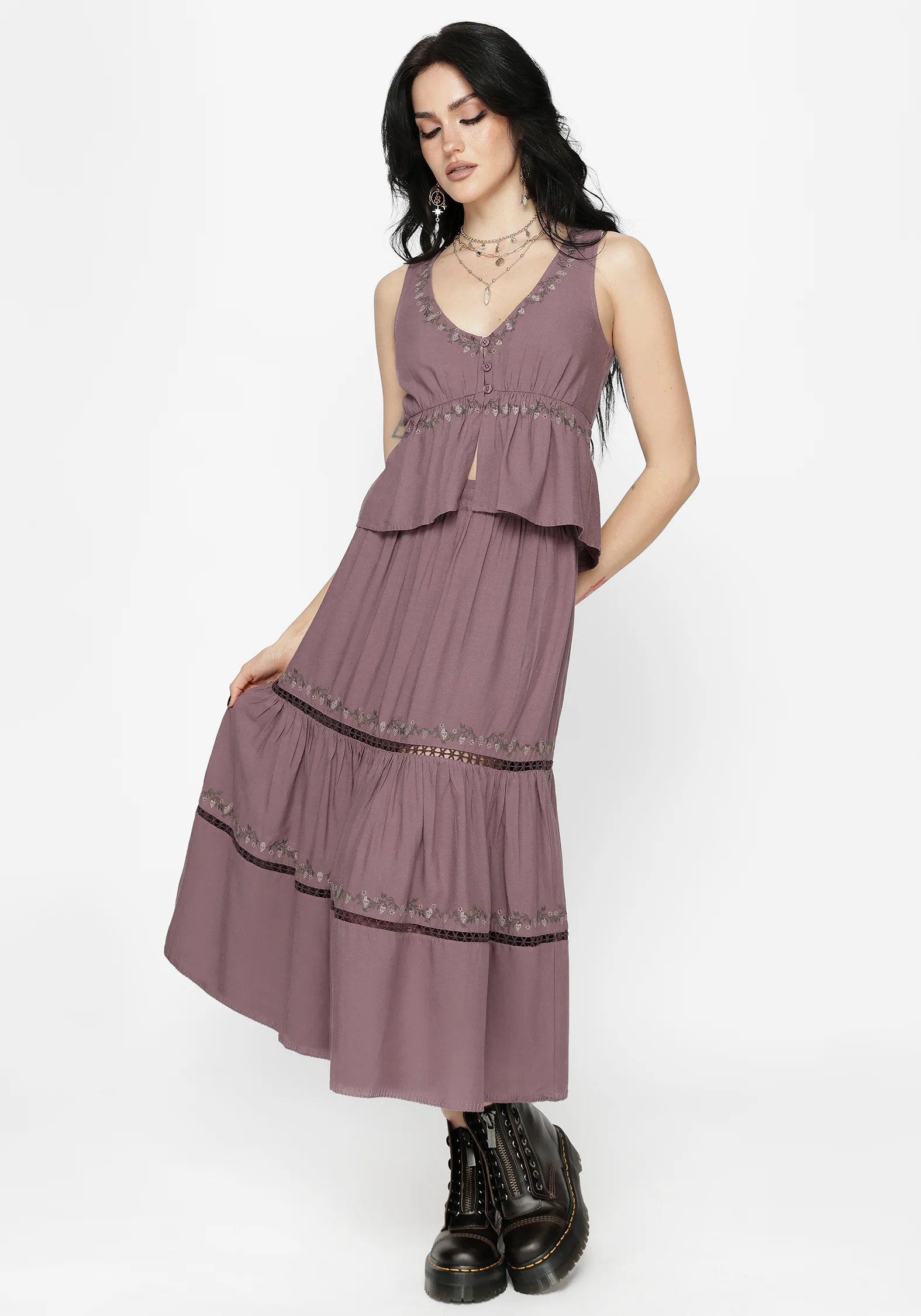 Solis Skull Embroidered Linen Babydoll Cami - Image 5