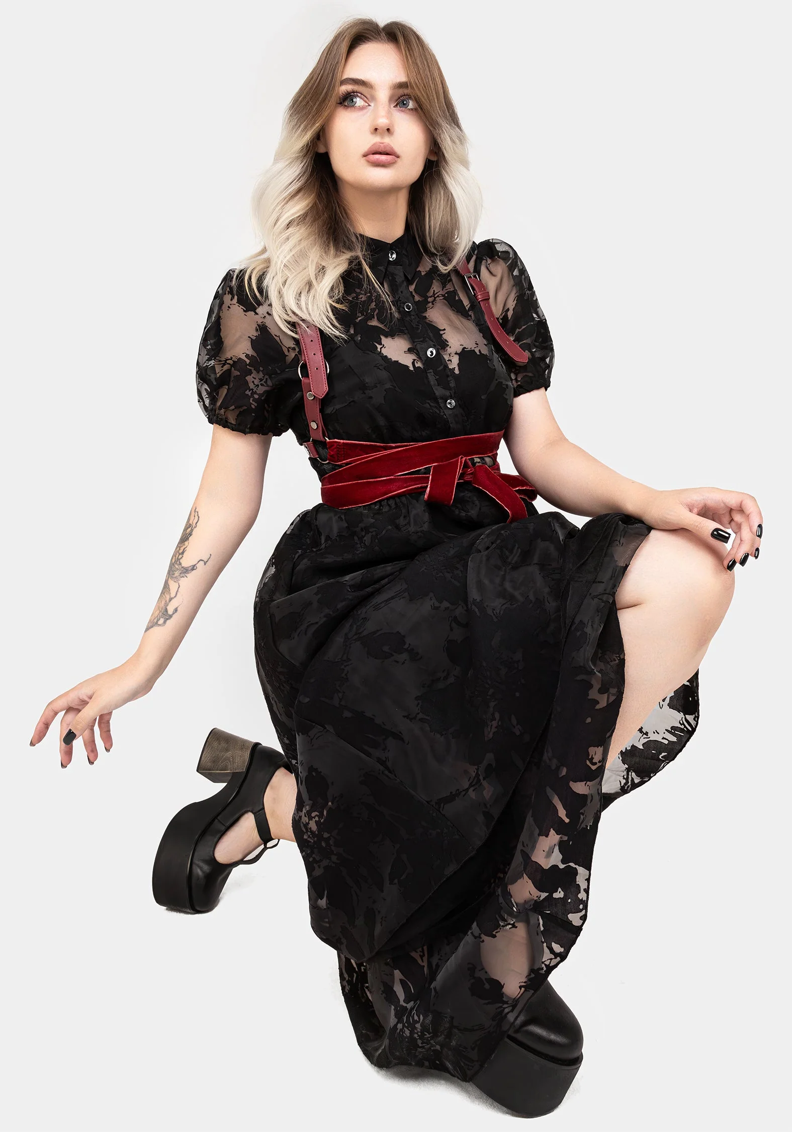 Spectre Gelagert Midi Hemd Kleid - Image 7