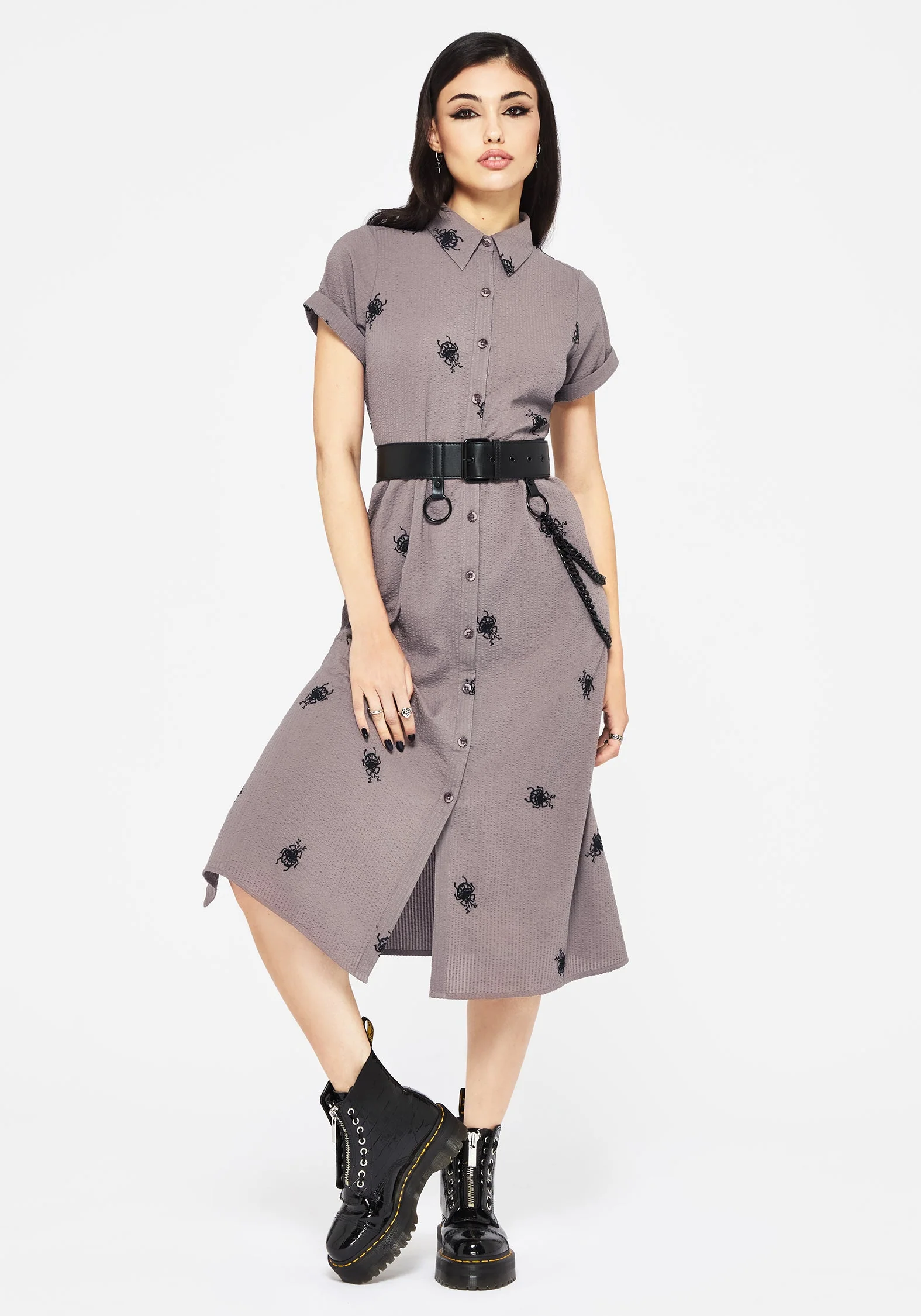 Stag Käfer Bestickt Midi Hemd Kleid - Image 6