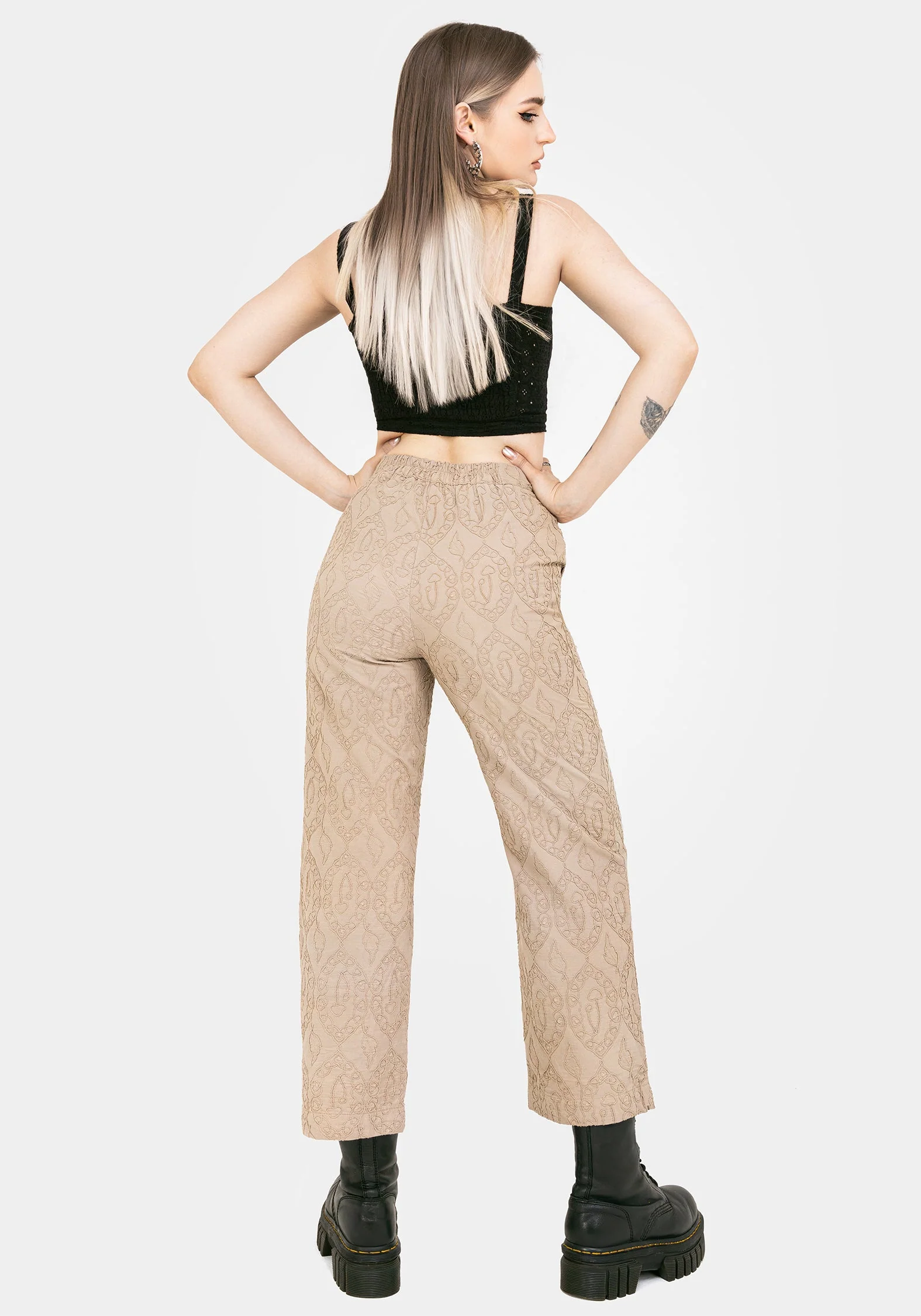 Suma Baumwolle Strukturiert Pull On Schmal Zulaufend Hose - Image 3