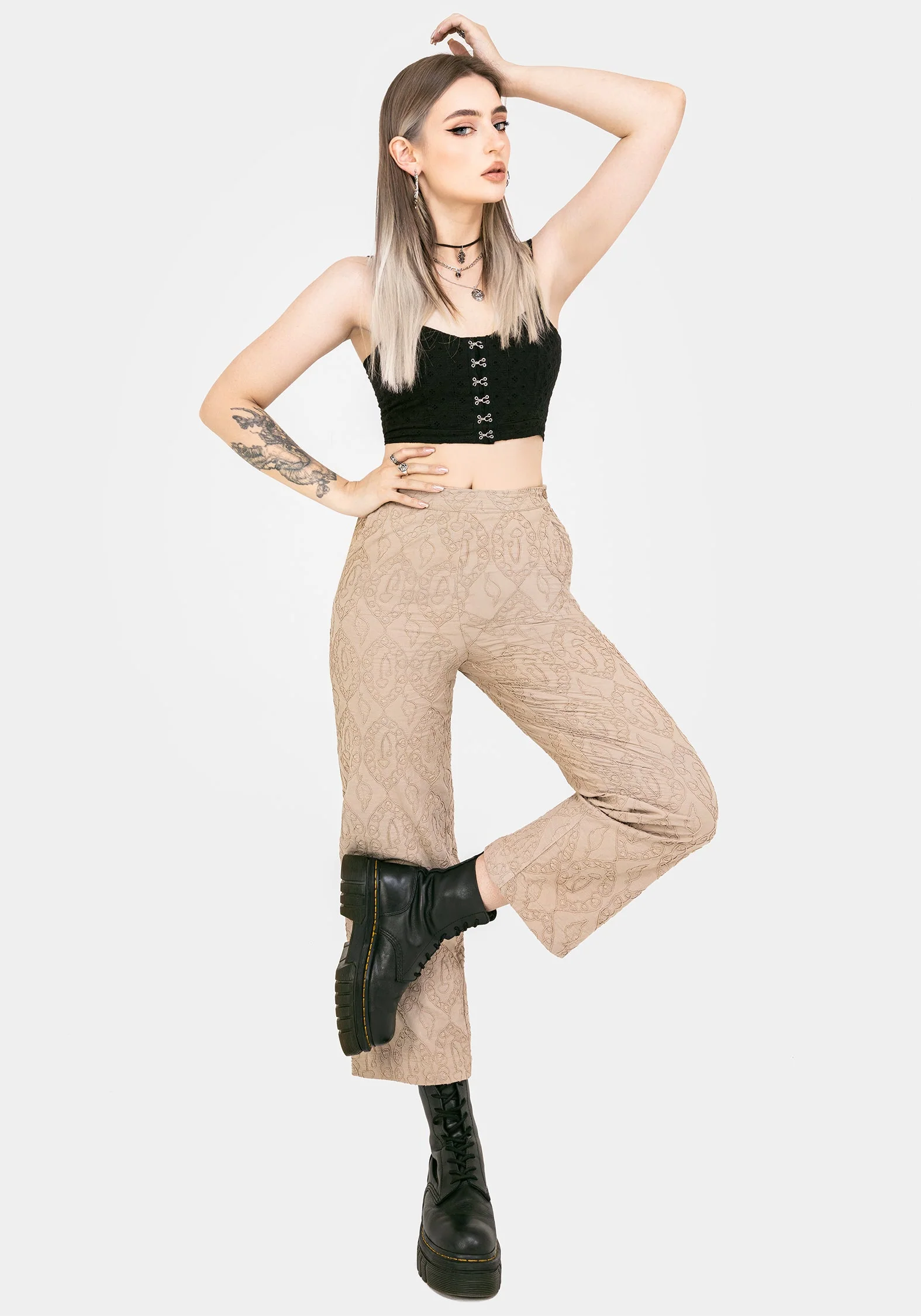 Suma Baumwolle Strukturiert Pull On Schmal Zulaufend Hose - Image 5