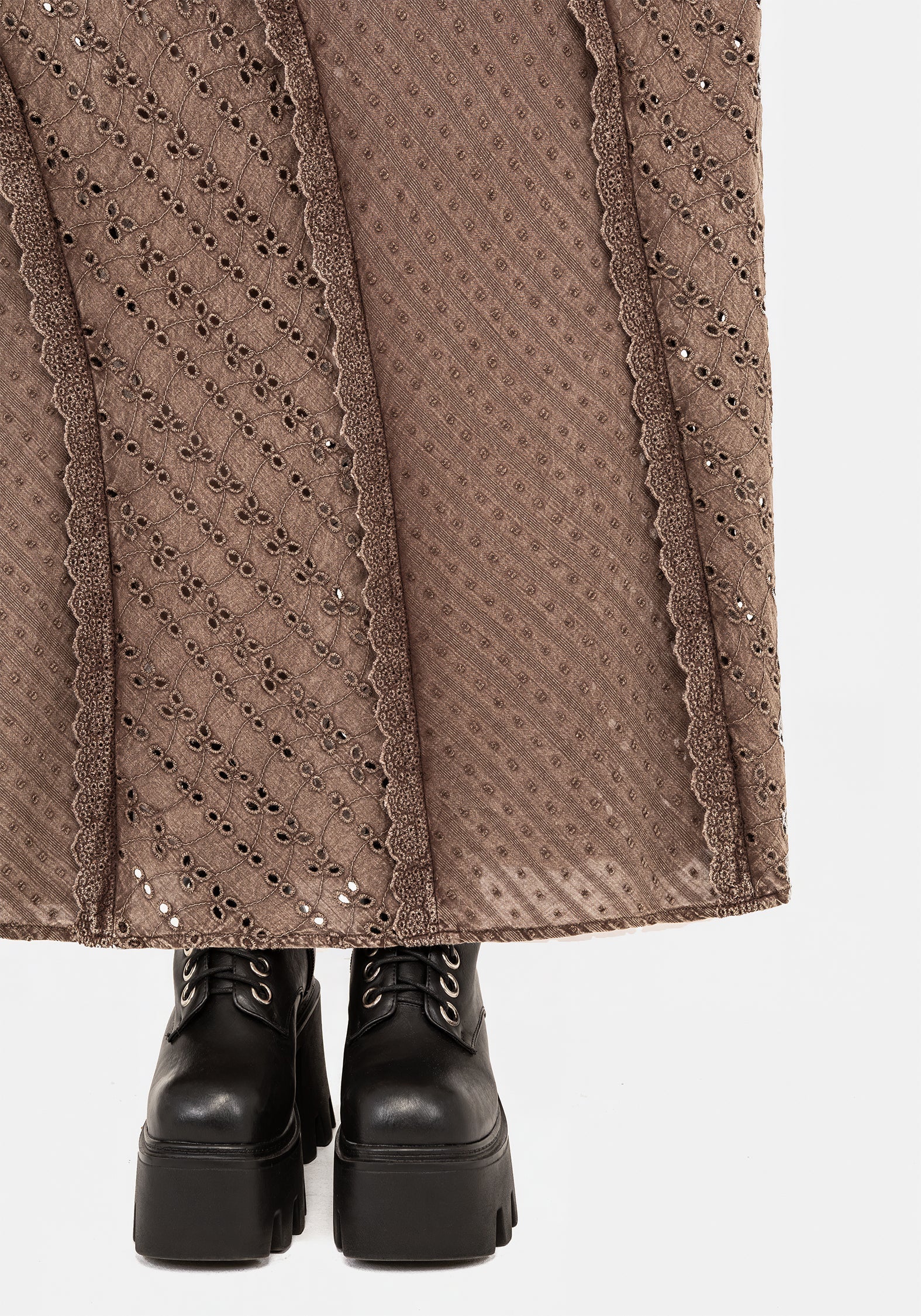 Summerisle Baumwolle Broderie Detail Midaxi Rock - Image 6