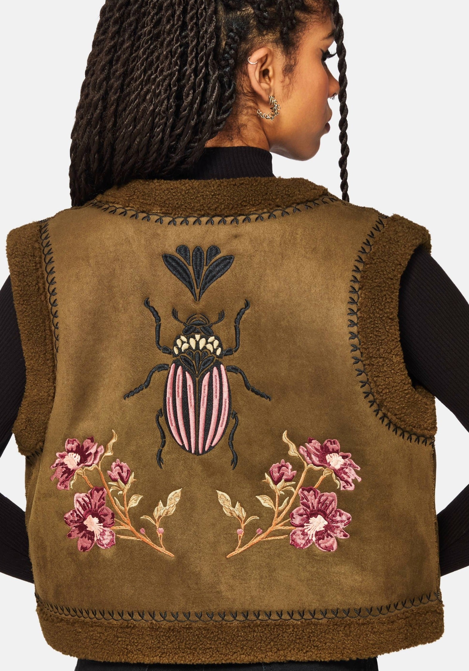 Sylvara Borg Bestickt Käfer Gilet - Image 4