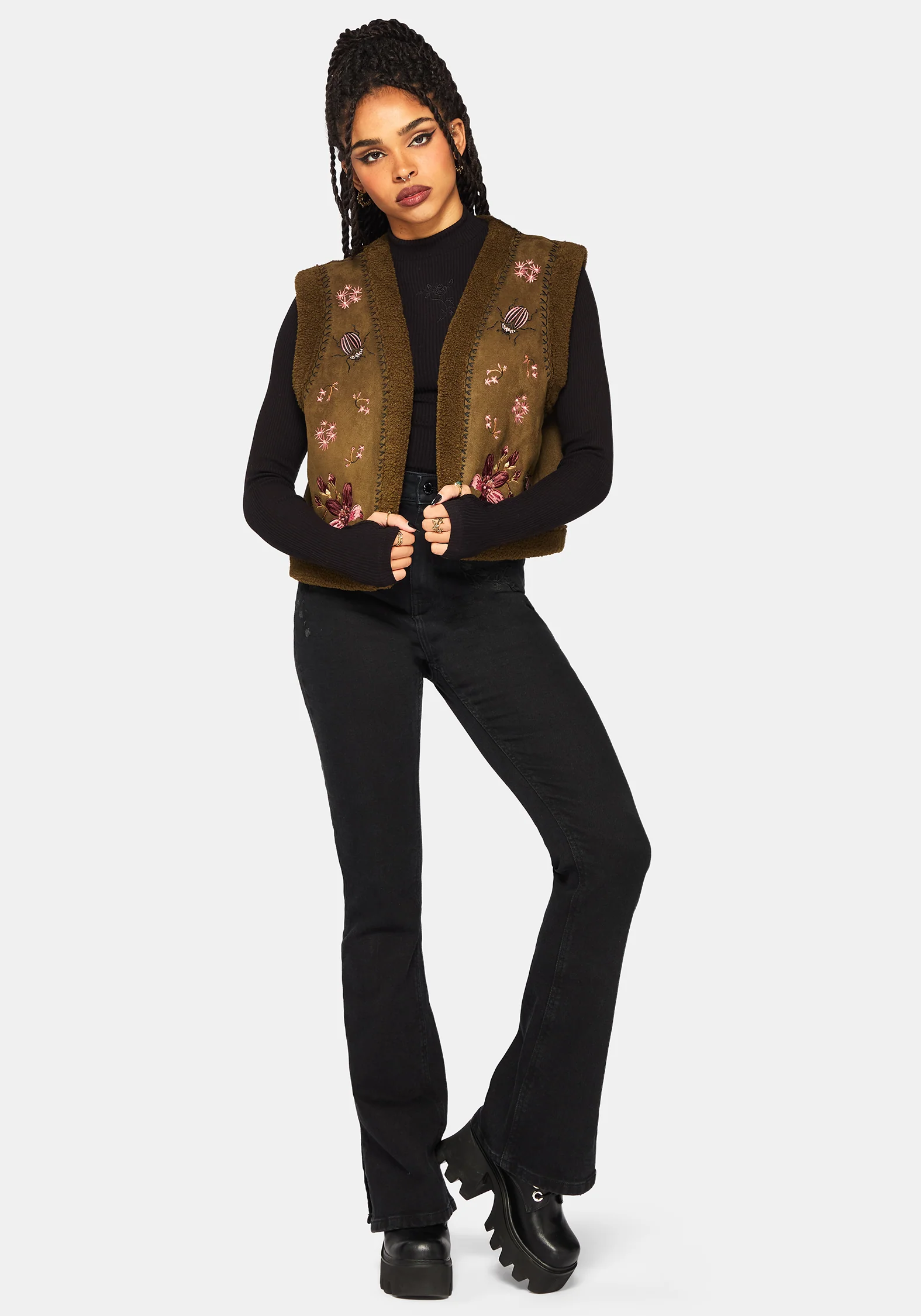 Sylvara Borg Bestickt Käfer Gilet - Image 7