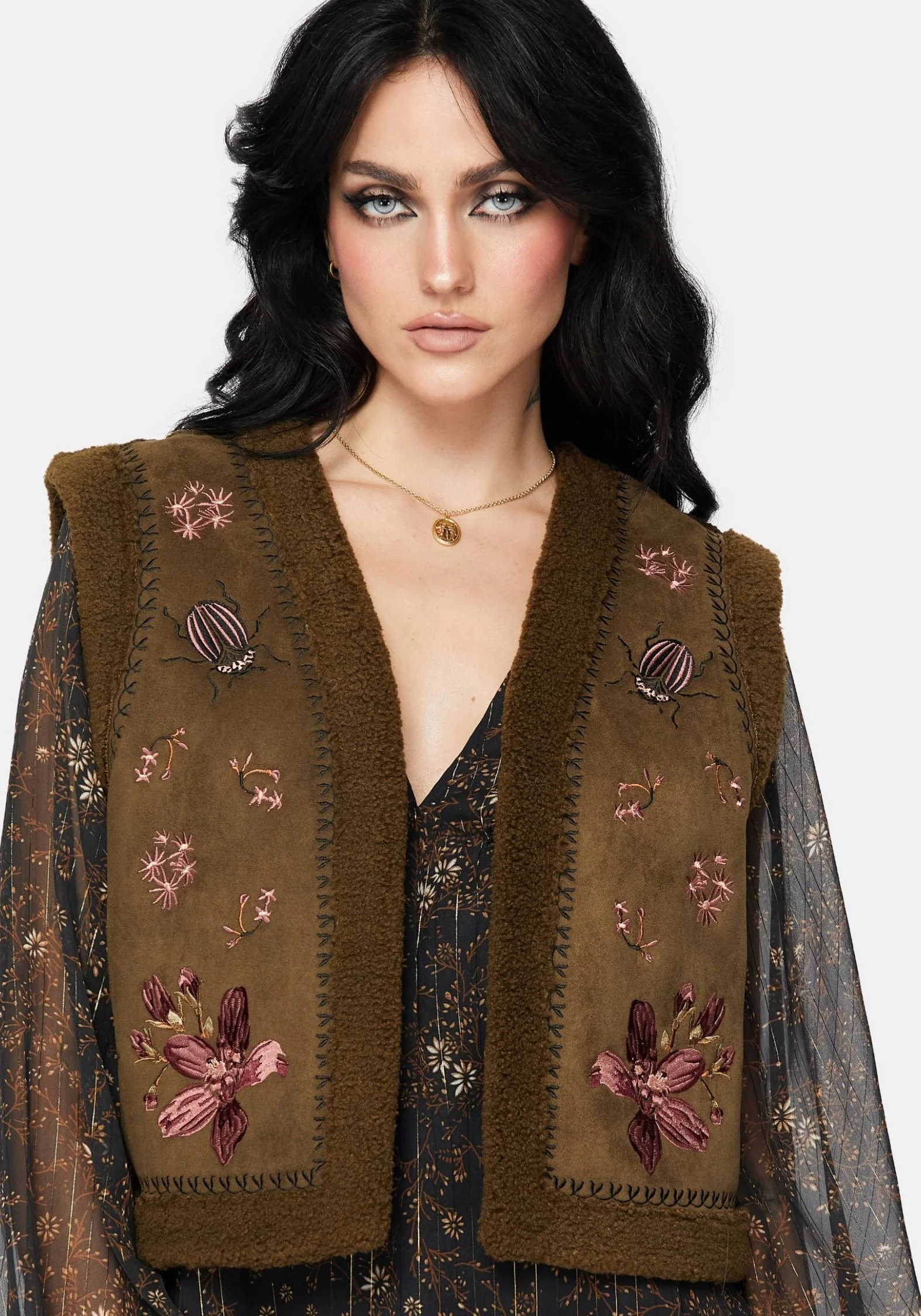 Sylvara Borg Bestickt Käfer Gilet - Image 8