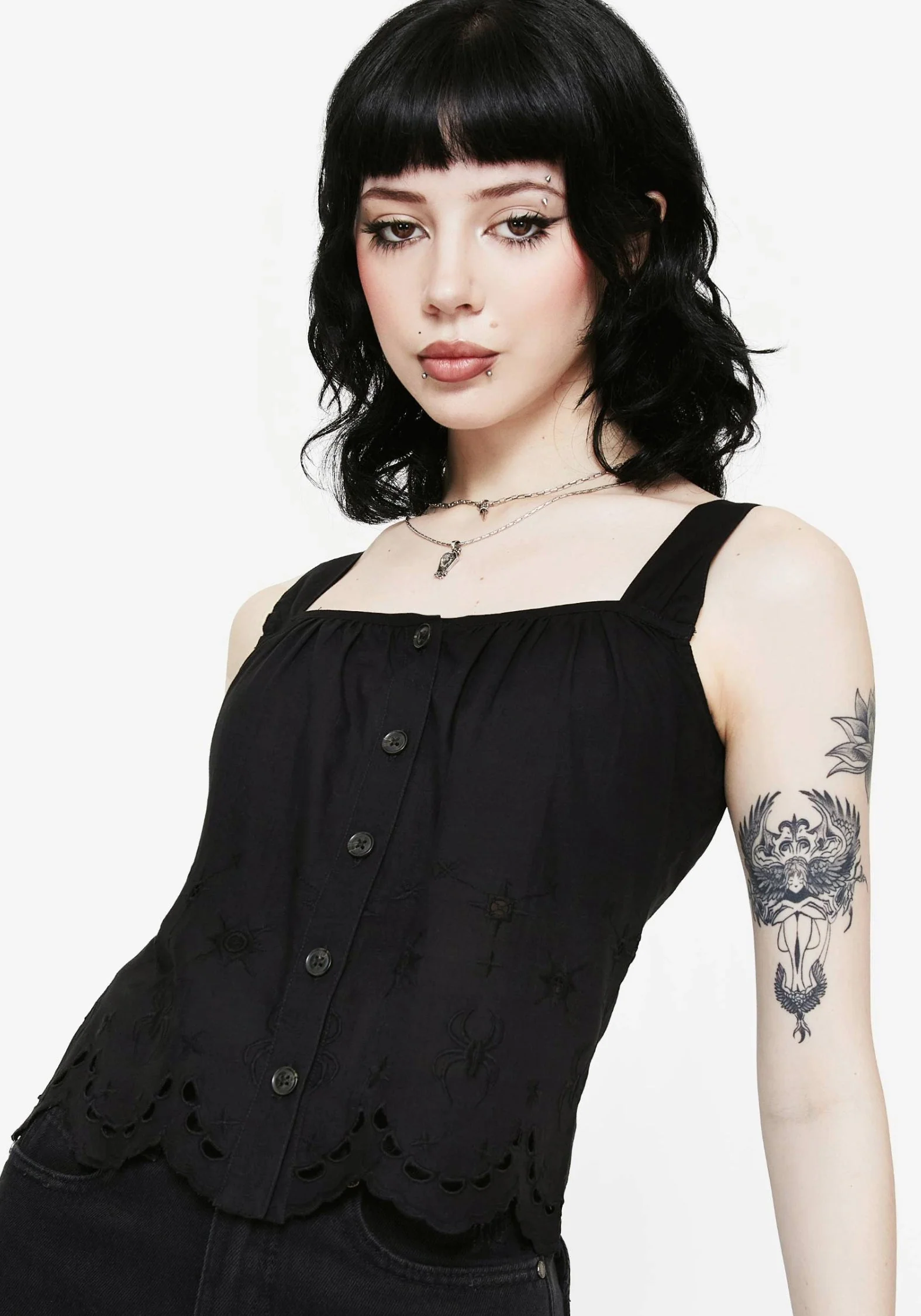 Synthweb Baumwolle Broderie Saum Cami Top