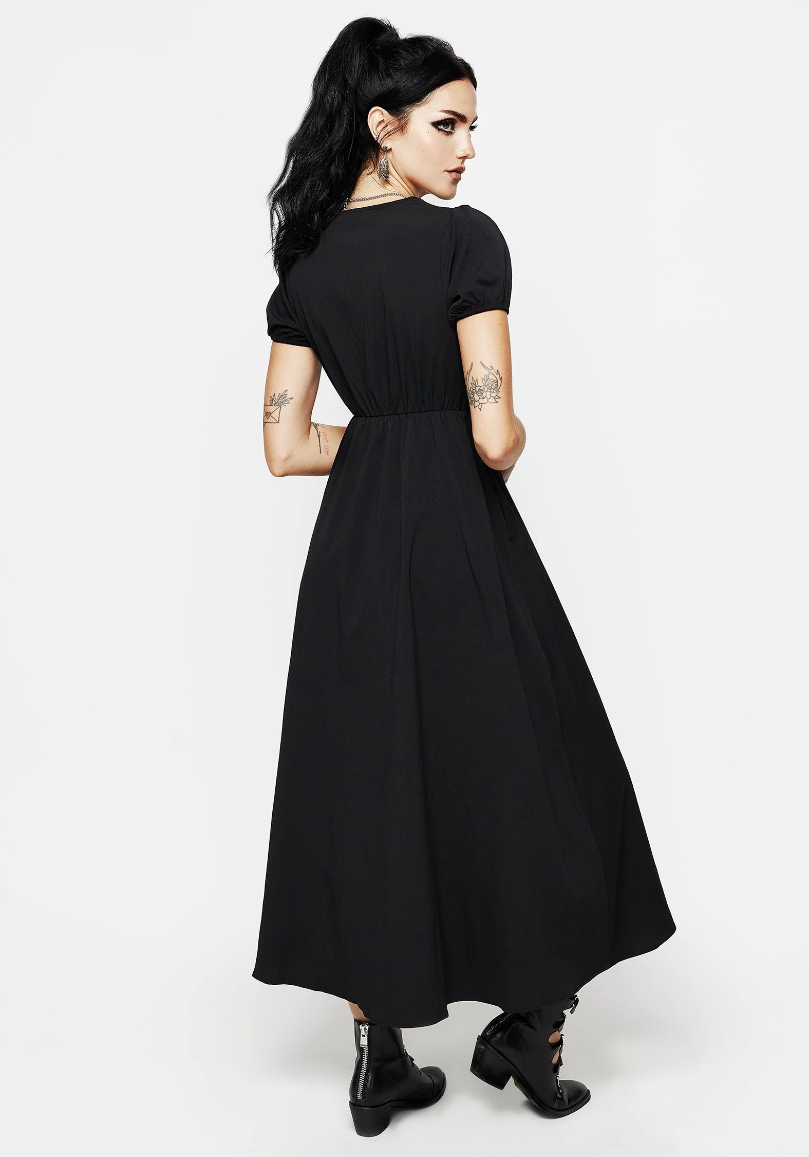 Taissa Blumenmuster Spitze Knopf Hoch Midaxi-Kleid Kleid - Image 2