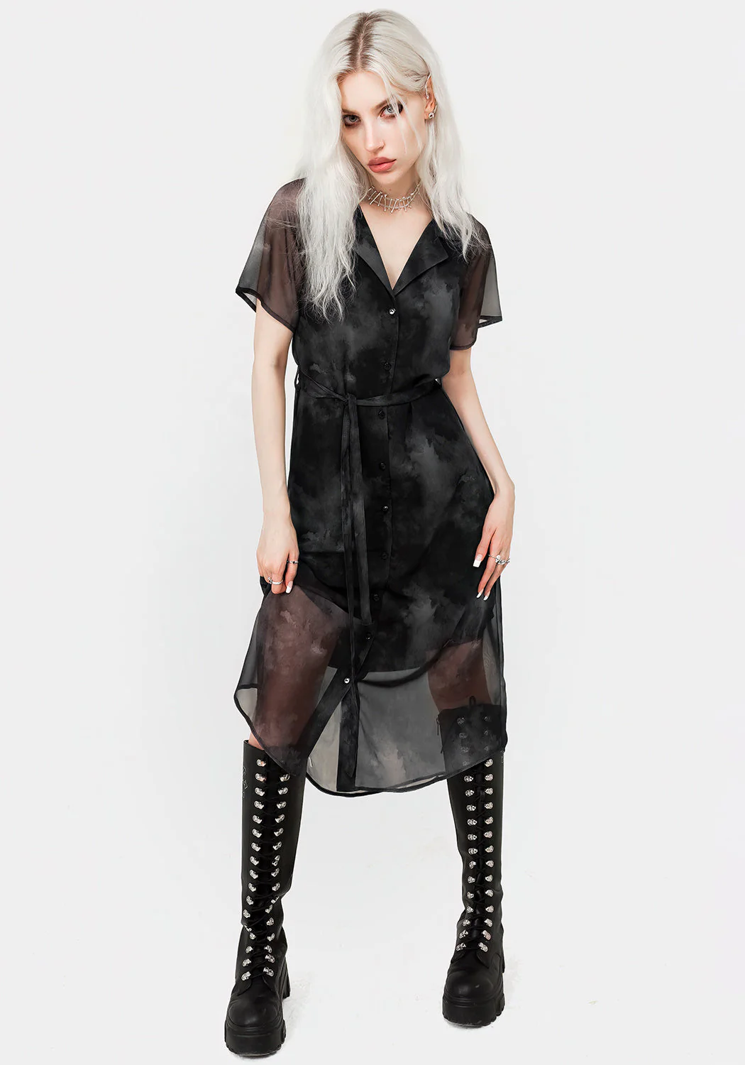 Tempest Midi Krawatte Taille Hemd Kleid - Image 7