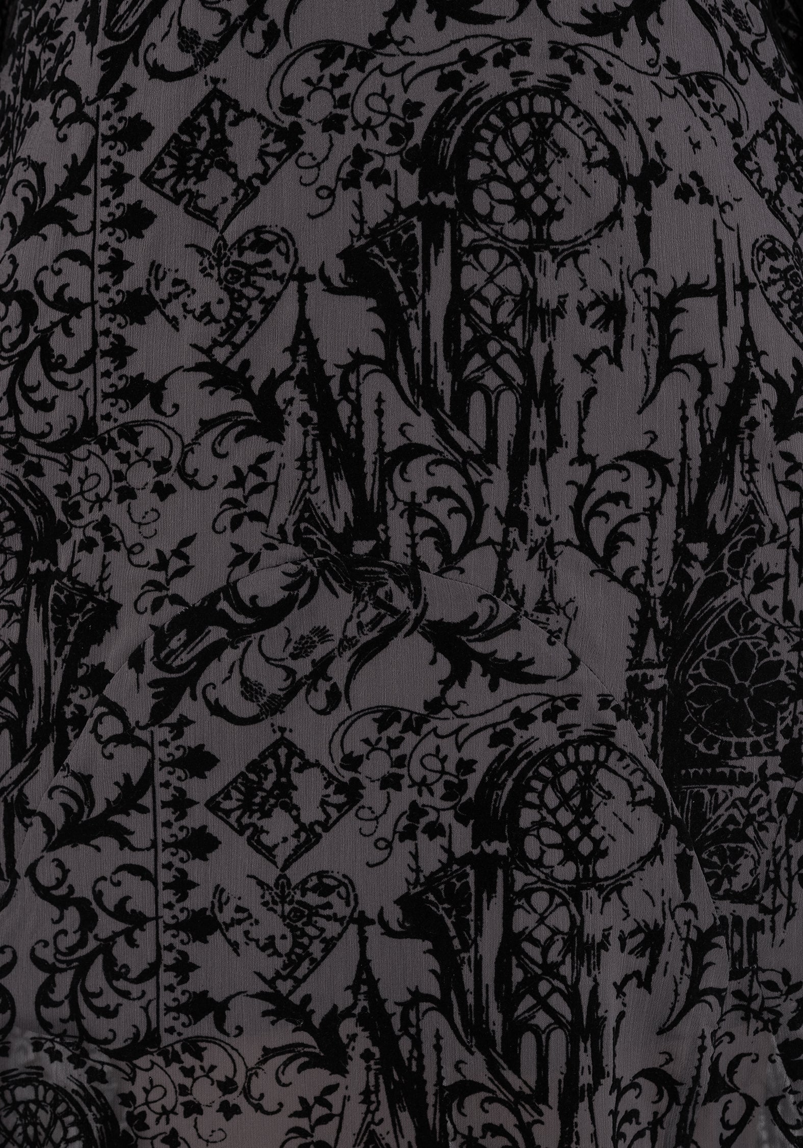 Thorned Beflockt Chiffon Castle Druck Rüsche Hals Maxi Kleid - Image 2