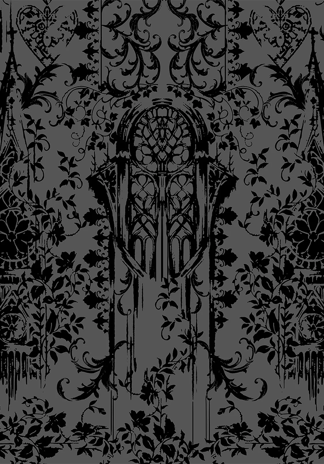 Thorned Beflockt Chiffon Castle Druck Rüsche Hals Maxi Kleid - Image 8