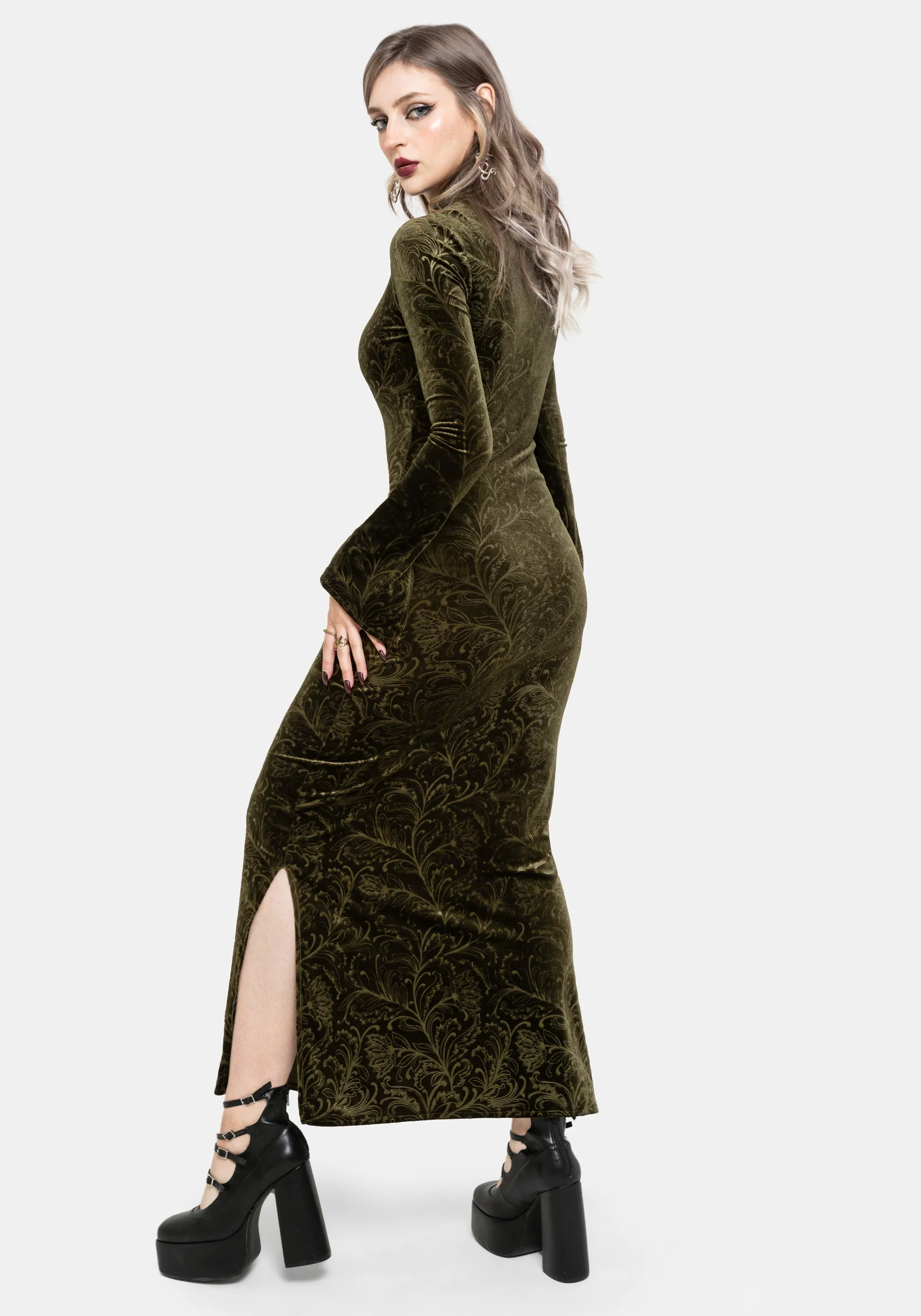 Thornshade Geprägt Velours Maxi Kleid - Image 3