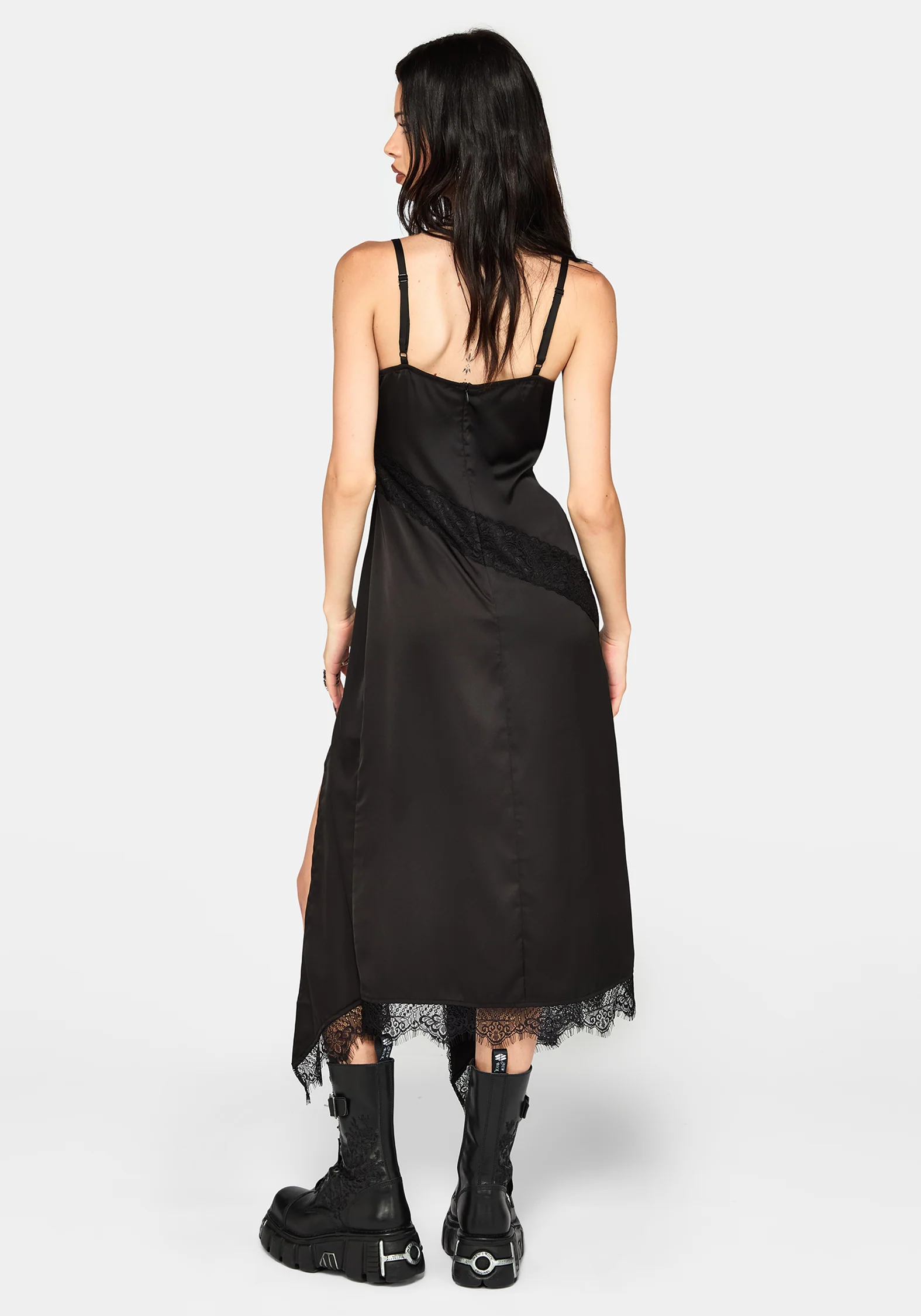 Tova Lace Trim Asymmetric Midaxi Dress - Image 4