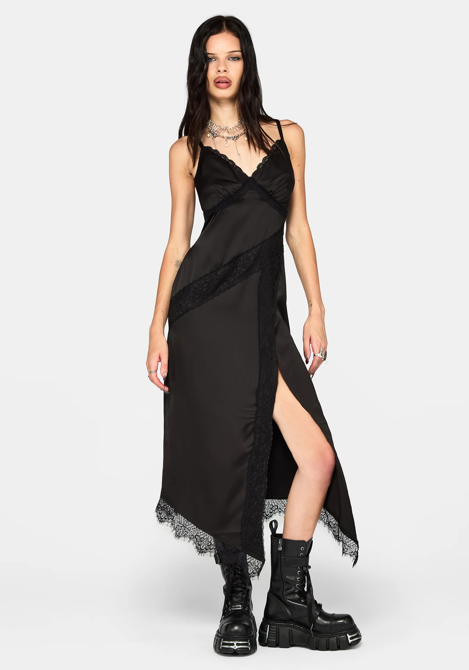 Tova Lace Trim Asymmetric Midaxi Dress - Image 5