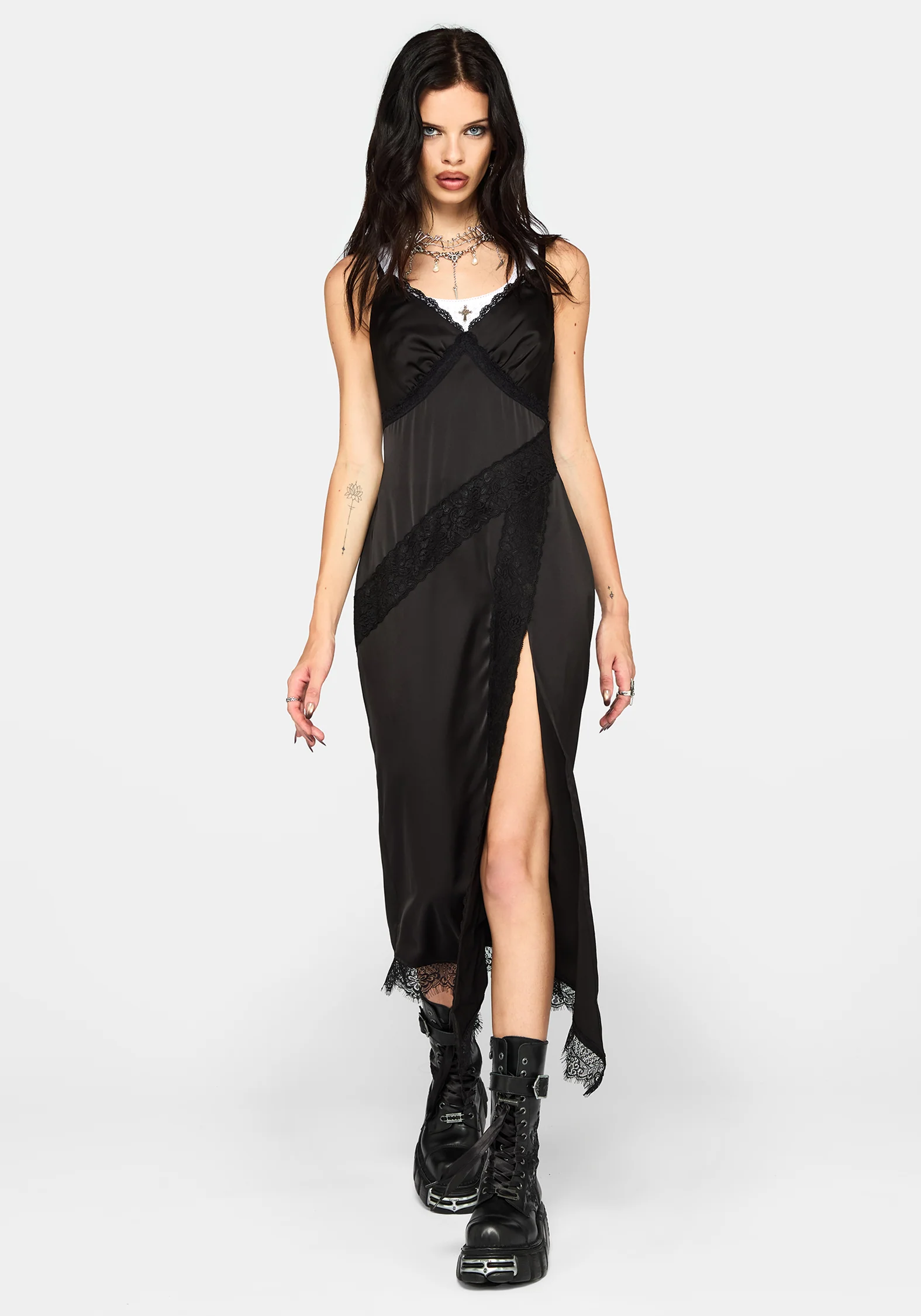 Tova Lace Trim Asymmetric Midaxi Dress - Image 7