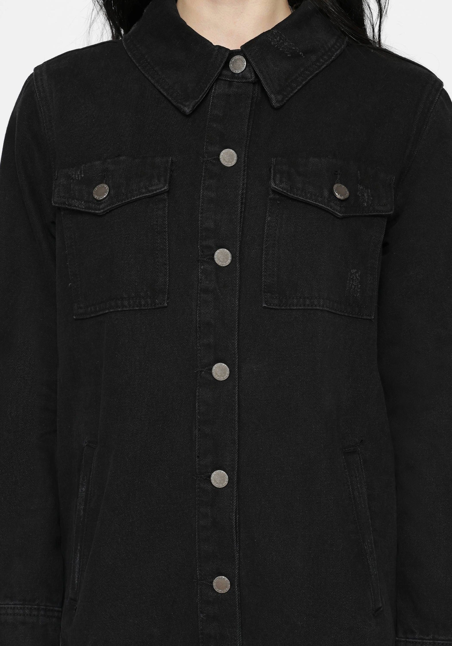 Trellis Kapuze Tasche Denim Hemdjacke - Image 5