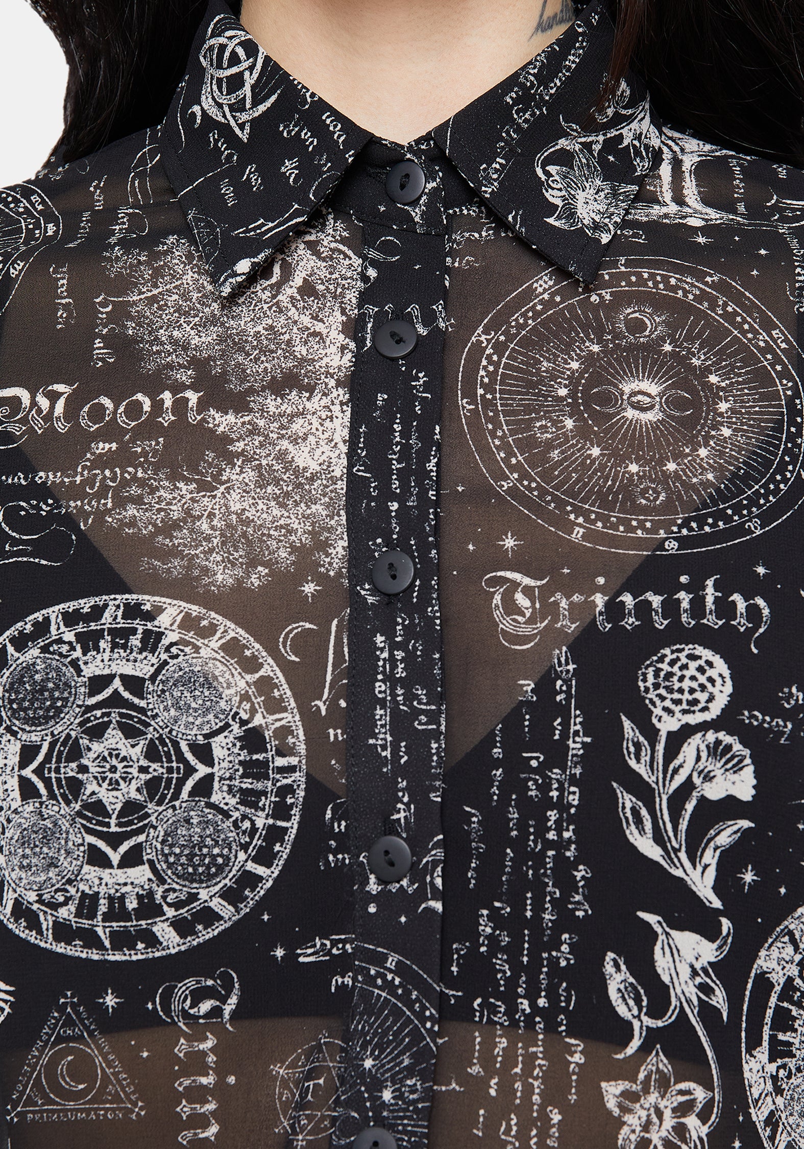Trinity Mond Druck Chiffon Hemd - Image 5