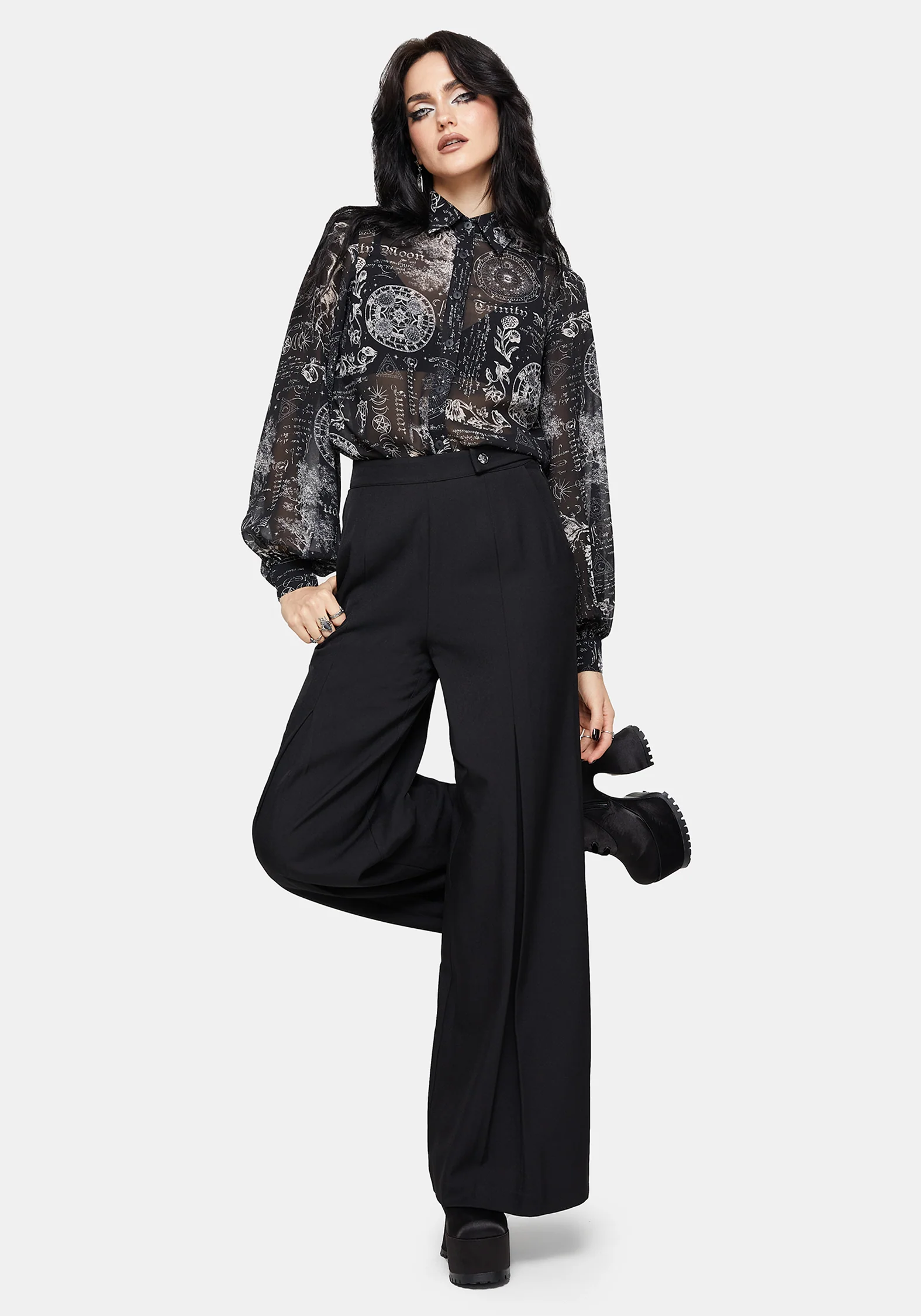 Trinity Mond Druck Chiffon Hemd - Image 6