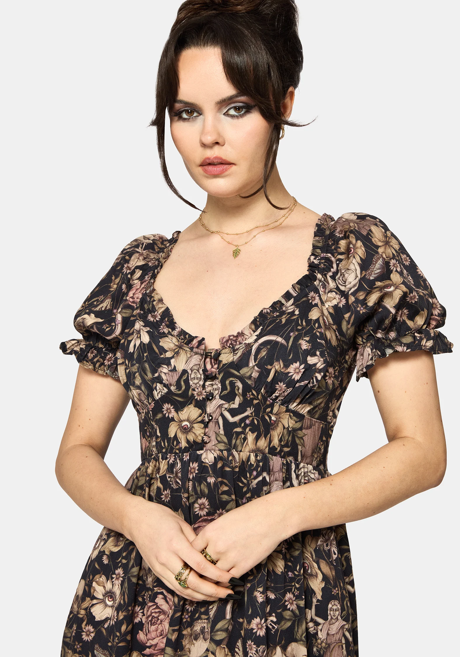 Triple Göttin Druck Milkmaid Midi Kleid - Image 2