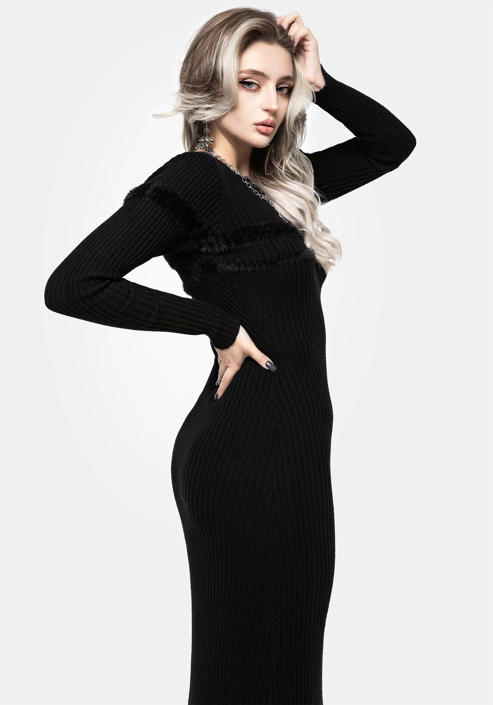 Typhon Streifen Gestrickt Maxi Kleid - Image 7
