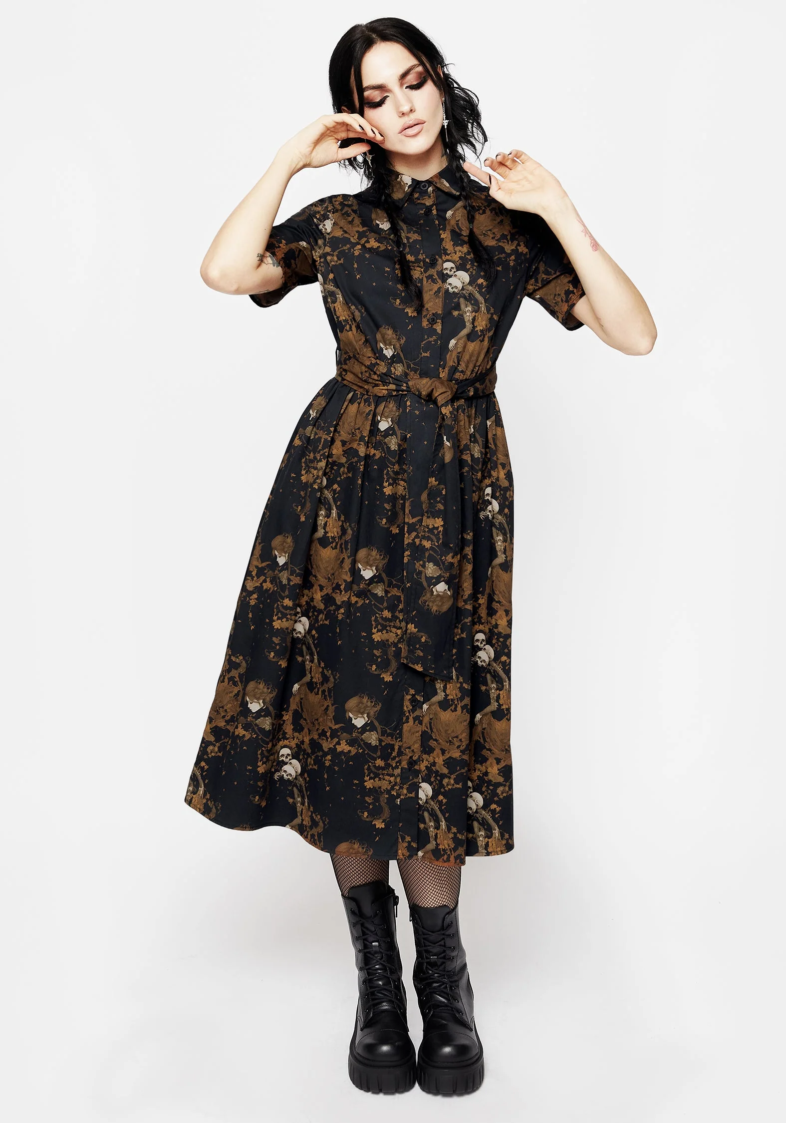 Underworld Baumwolle Midi Hemd Kleid - Image 4
