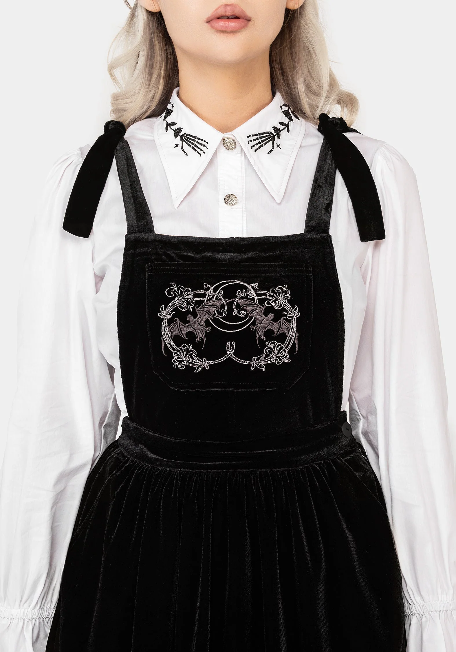 Vampyrum Fledermaus Bestickt Mini Schürzenkleid Kleid - Image 2