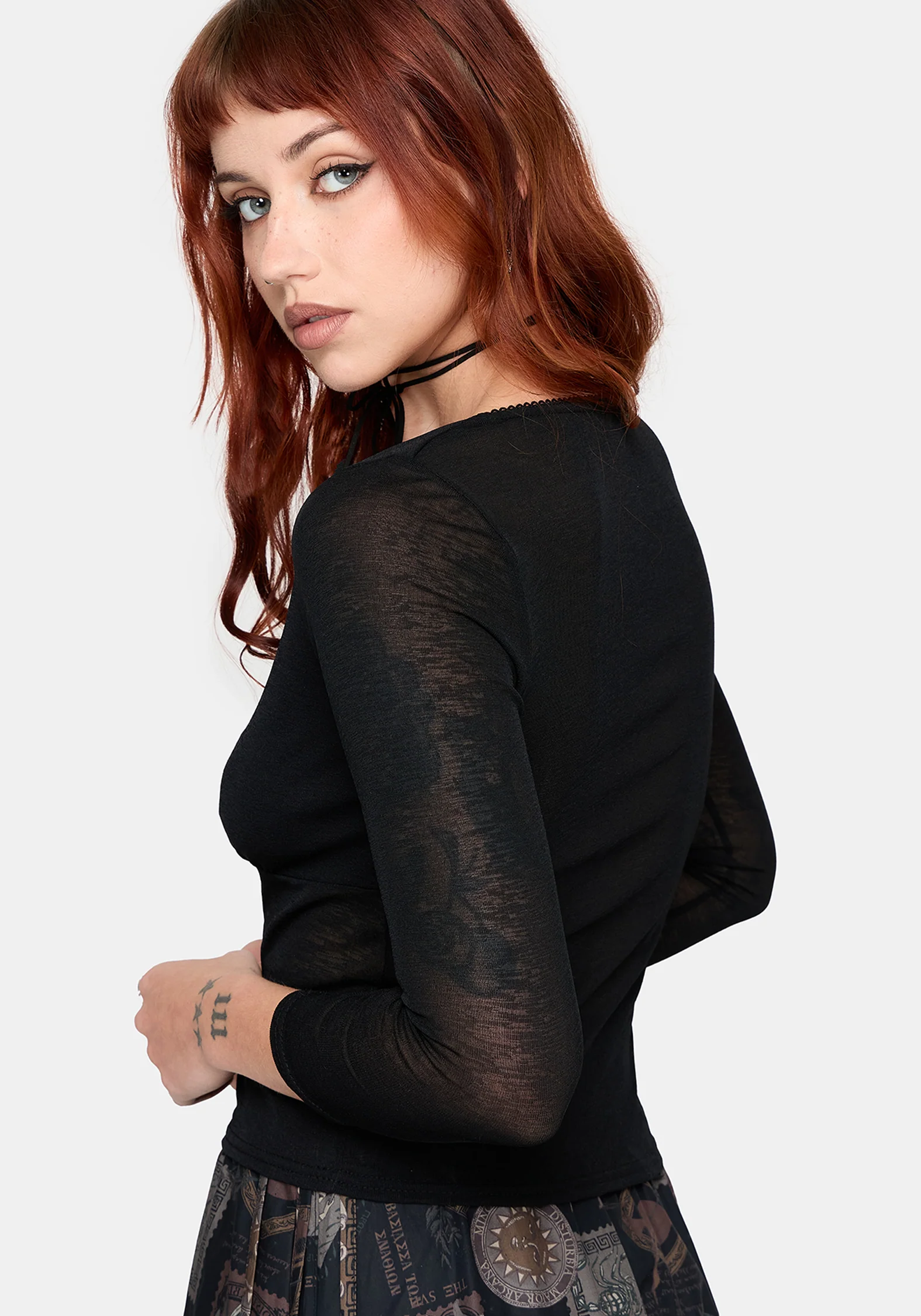 Verity Mesh V Neck Top - Image 3