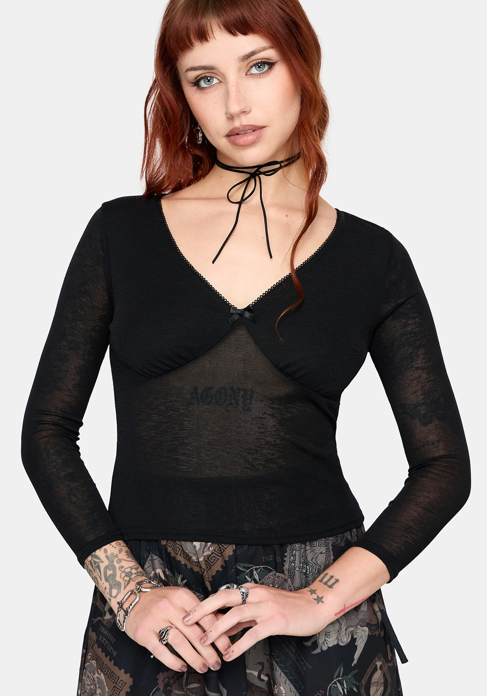 Verity Mesh V Neck Top - Image 6
