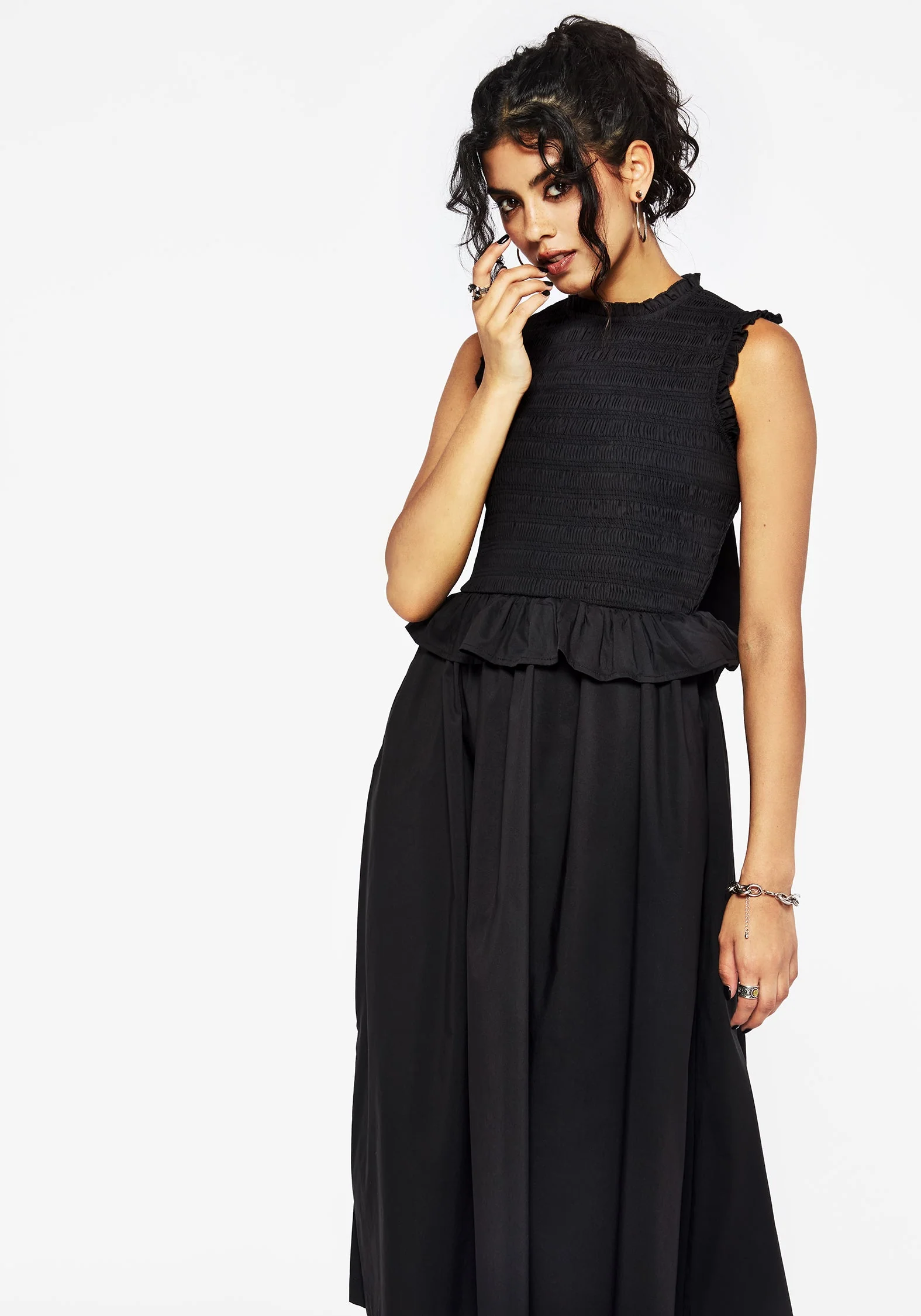 Veronica Baumwolle Smocked Mieder Schleife Detail Midi Kleid - Image 6