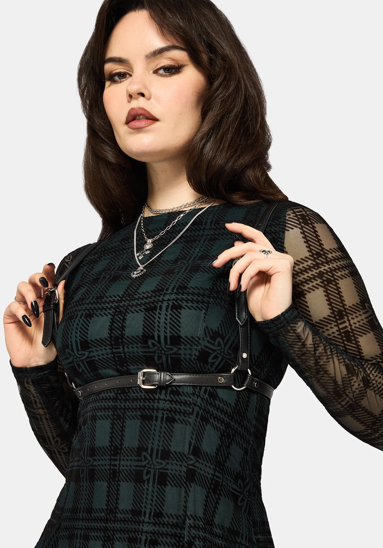 Vesica Beflockt Hexen Knot Godet Mini Kleid - Image 2