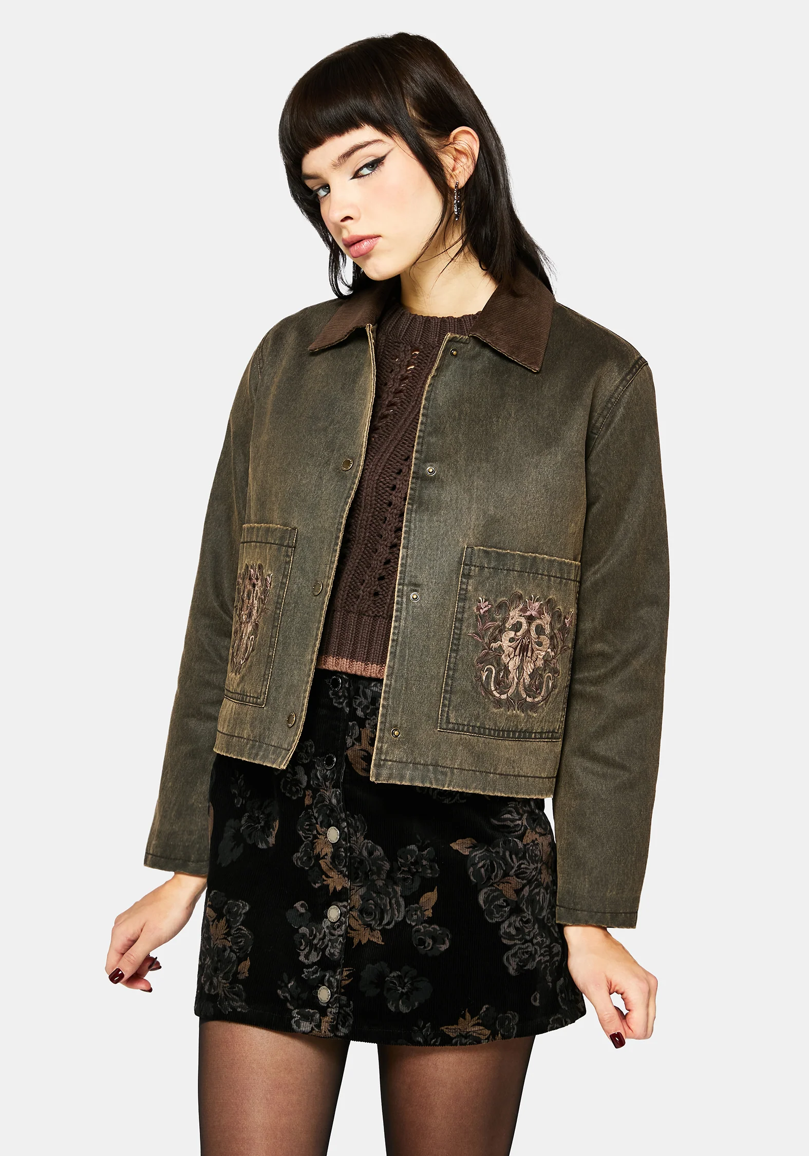 Vilethorn Gewachst Baumwolle Drache Bestickt Tasche Jacke - Image 6