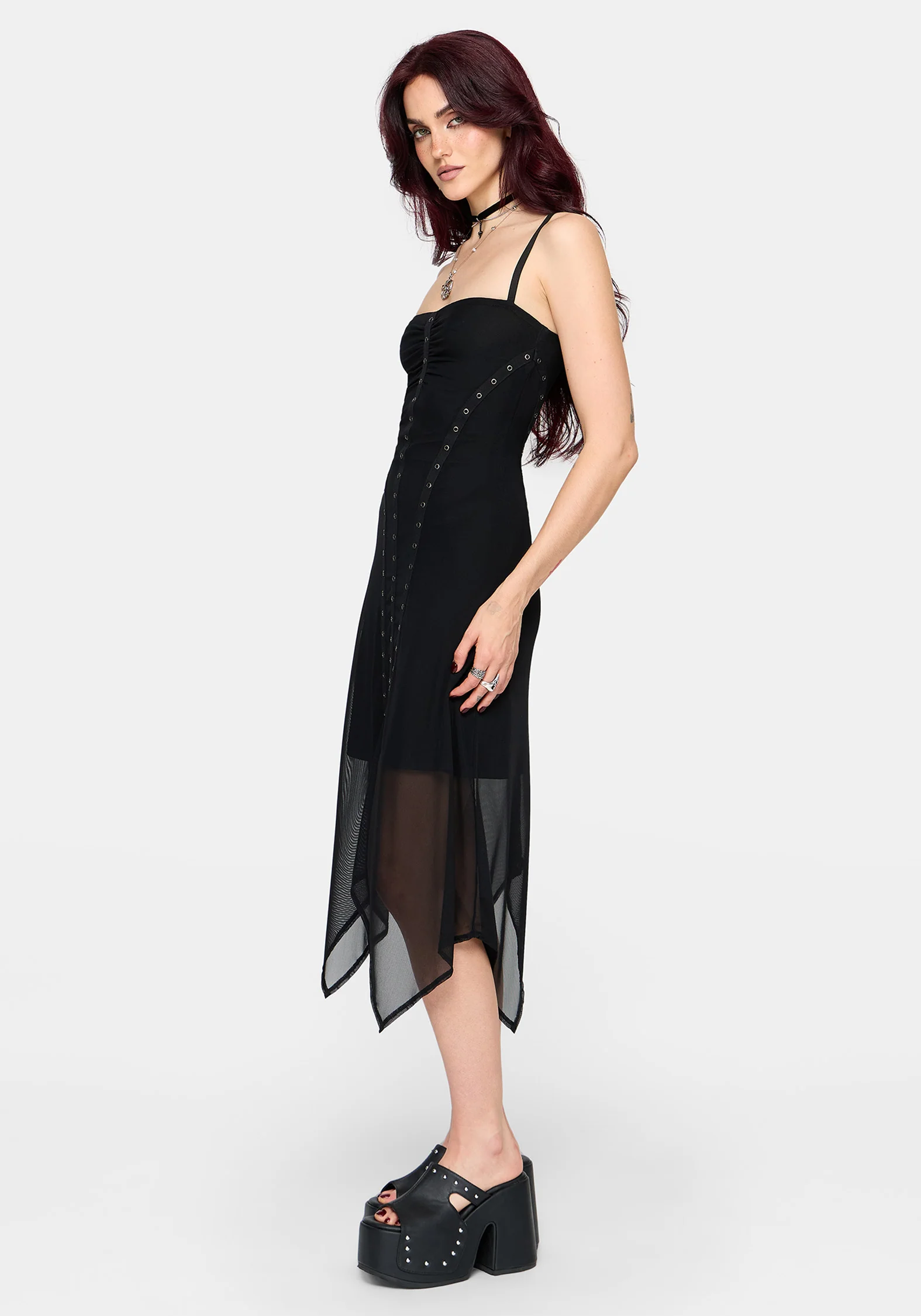 Virella Eyelet Detail Mesh Cami Midaxi Dress - Image 6