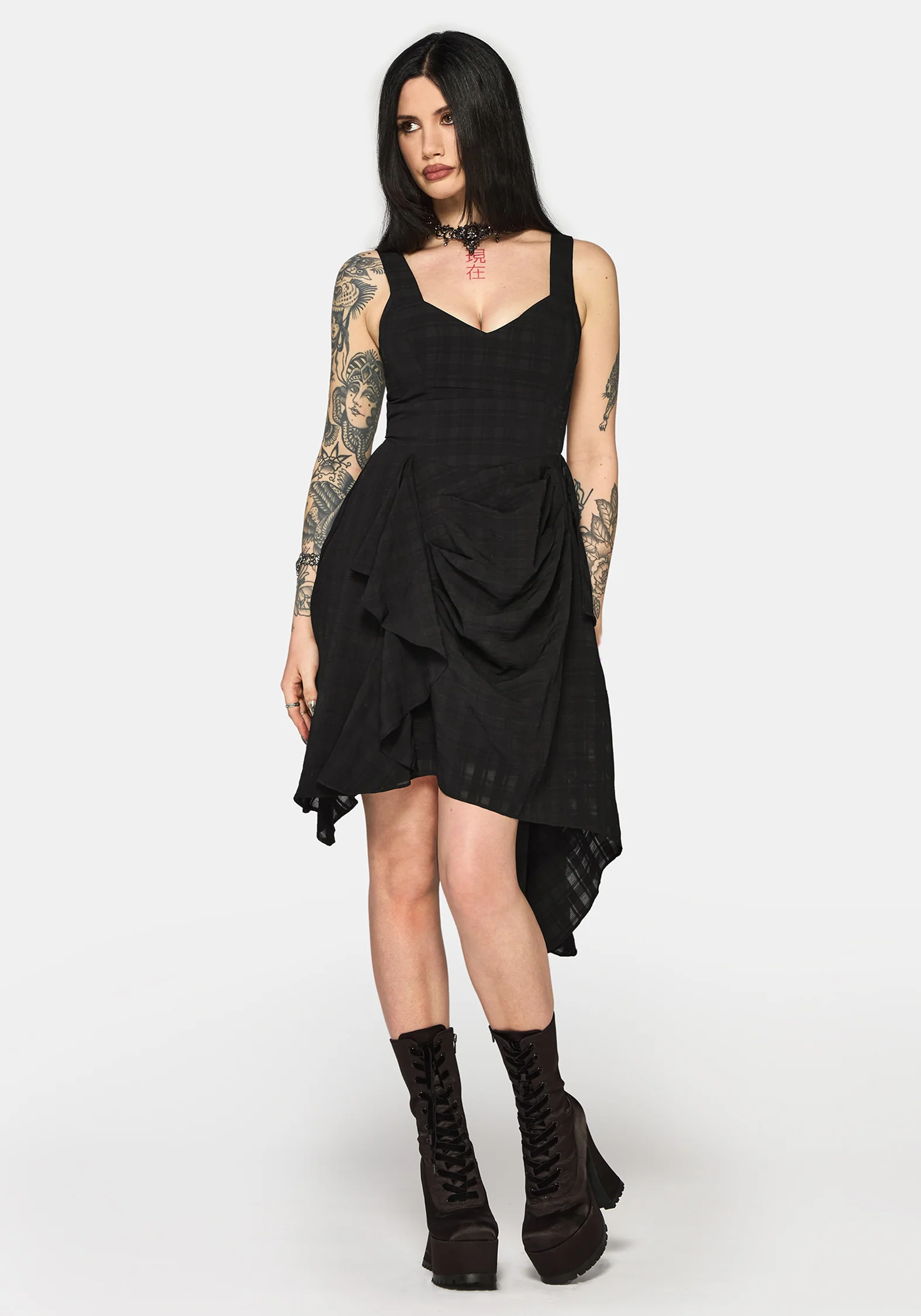Vivienne Checked Ruched Mini Dress - Image 5