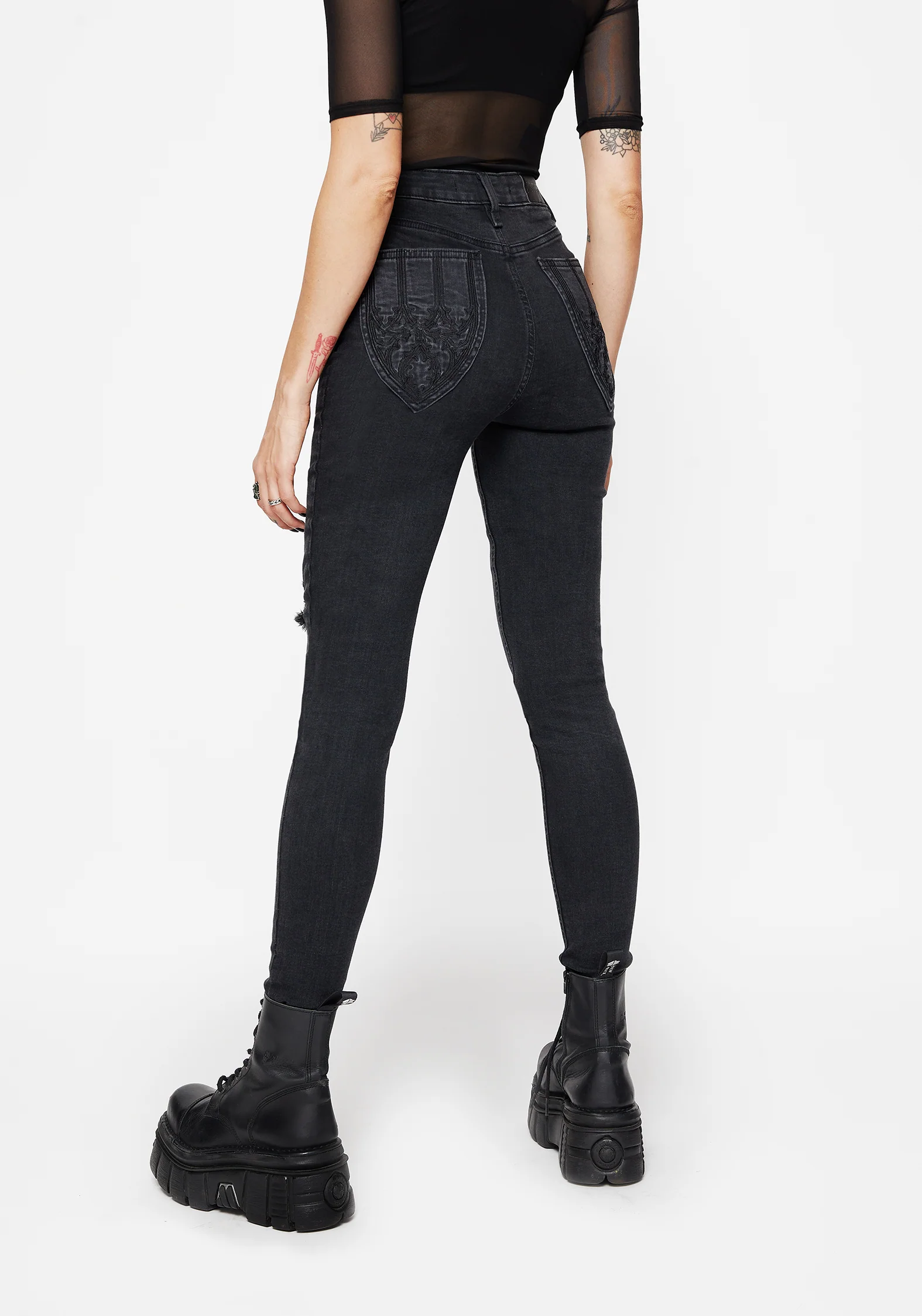 Void Bestickt Tasche Schmal Jeans - Image 3