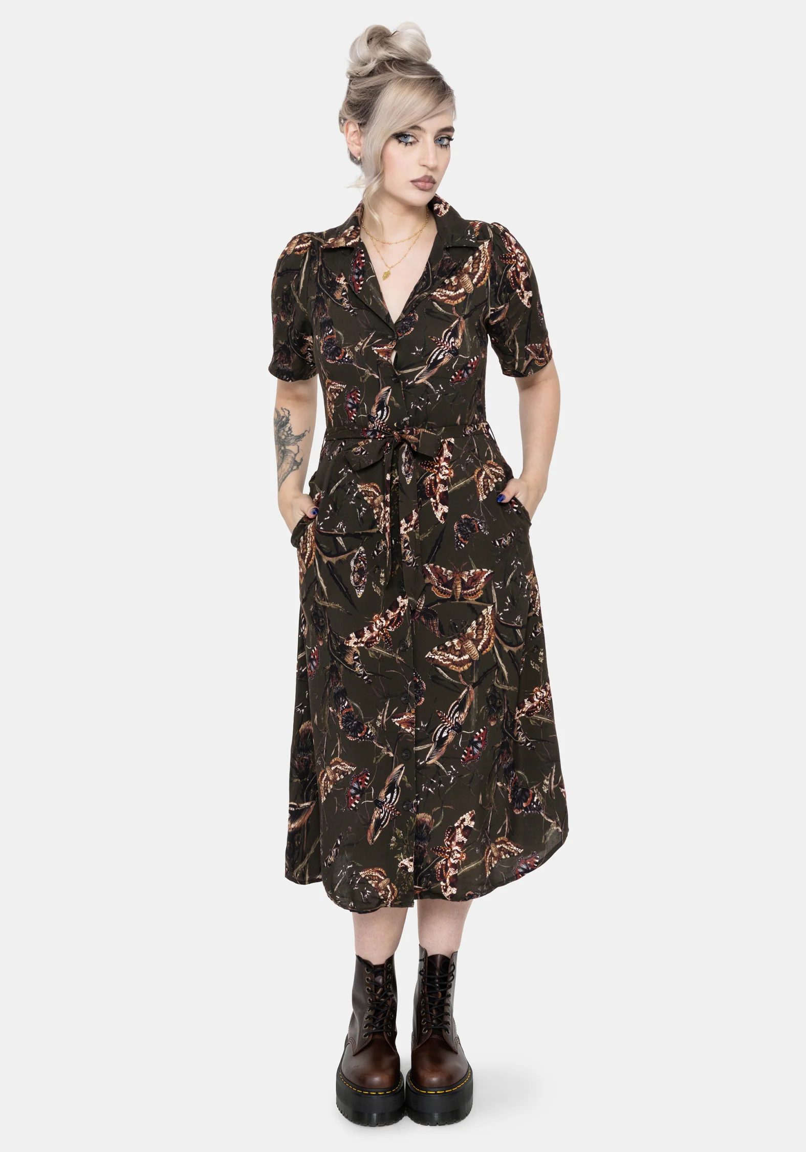 Whispen Motte Druck Midi Hemd Kleid - Image 4