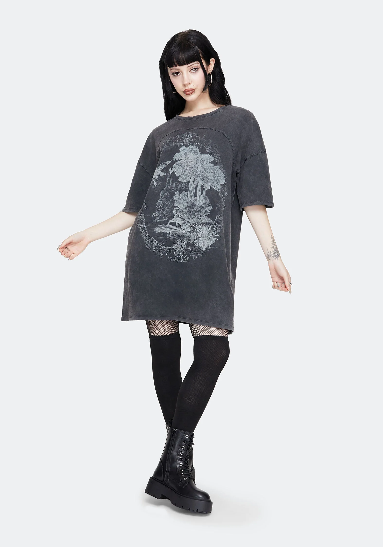 Wicked Toile Dropped Schulter Baumwolle T-Shirt Kleid - Image 7