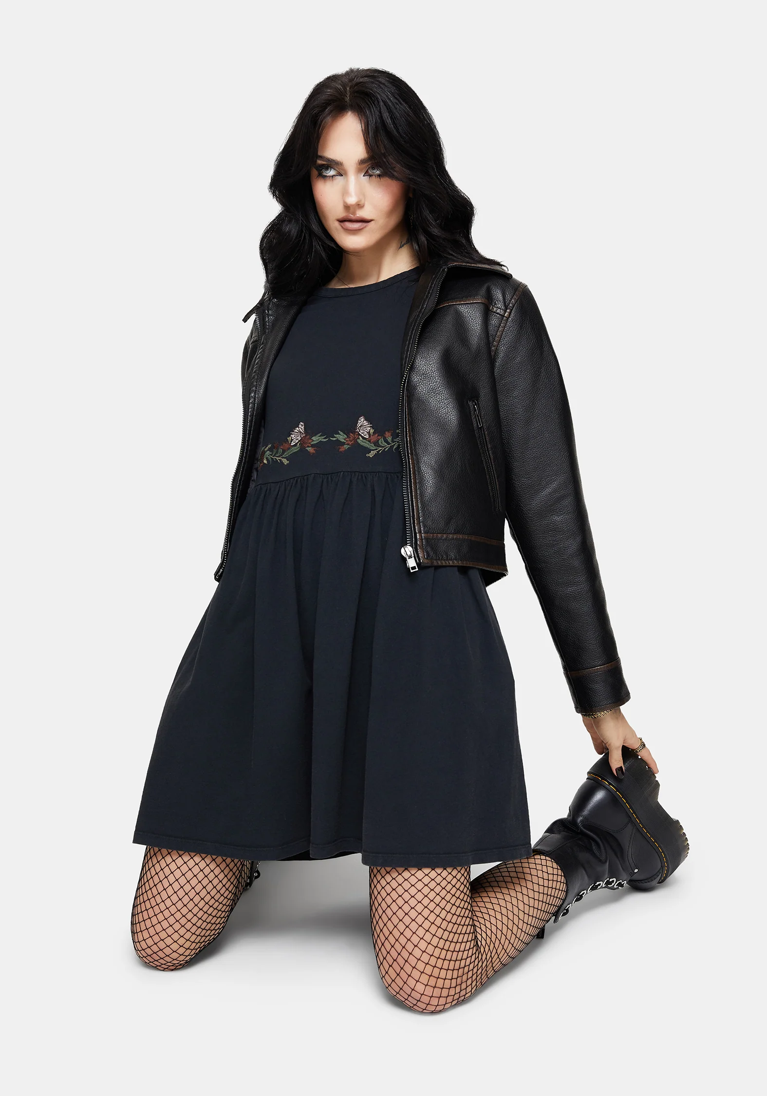 Winter Überfluss Bestickt Baumwolle Mini Skater Kleid - Image 6