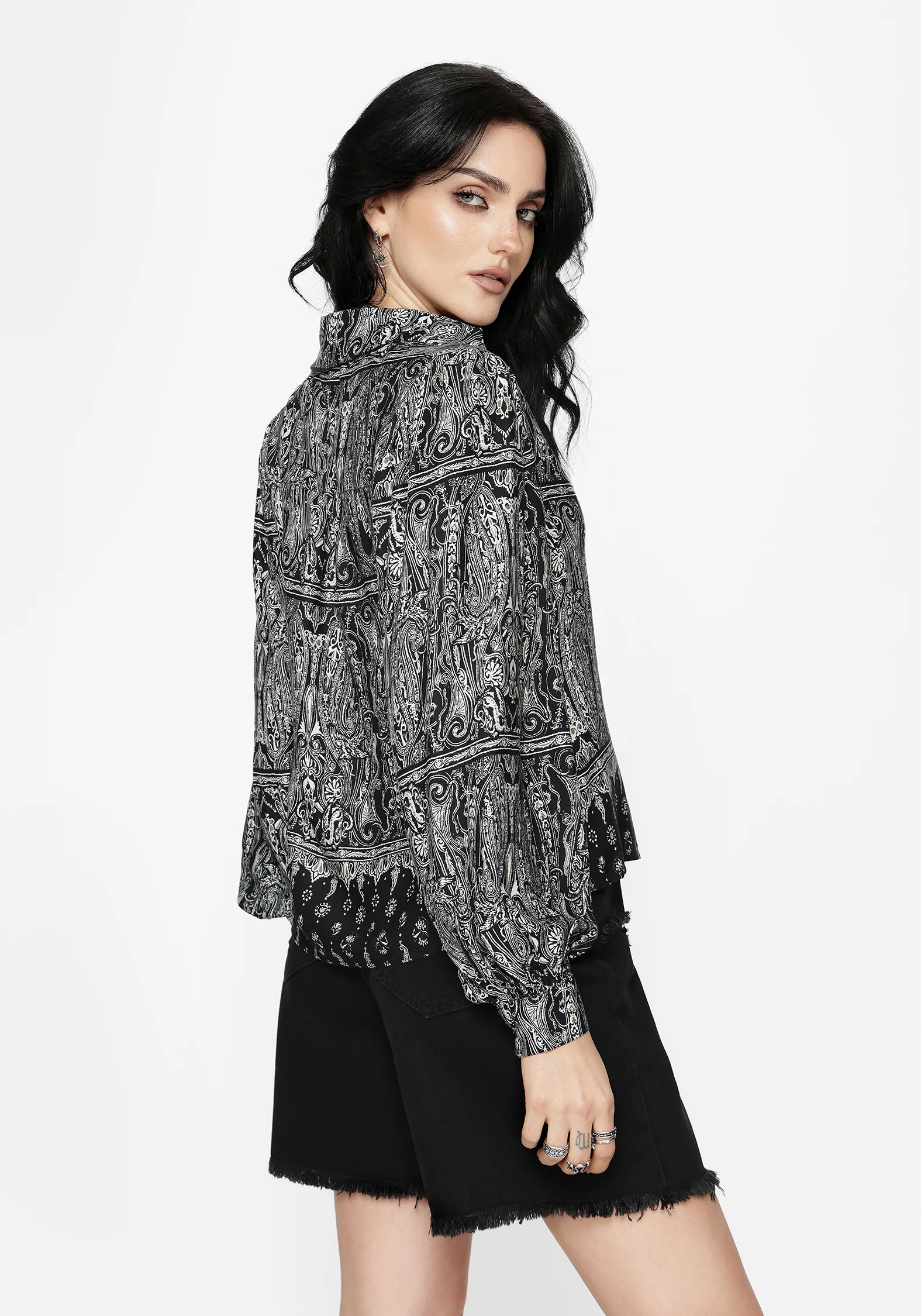 Zelira Paisley Print Open Collar Shirt - Image 3